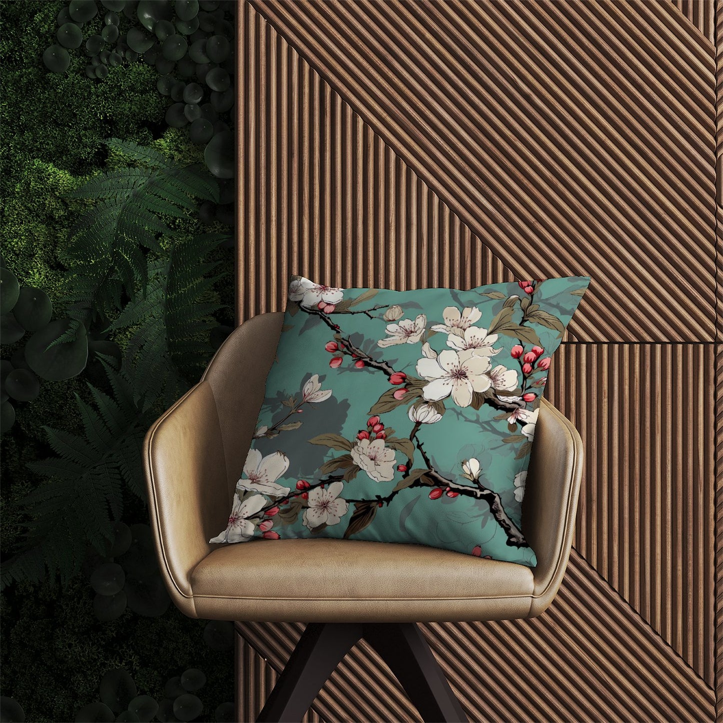 Pink Blossom Asian Design Outdoor Cushion