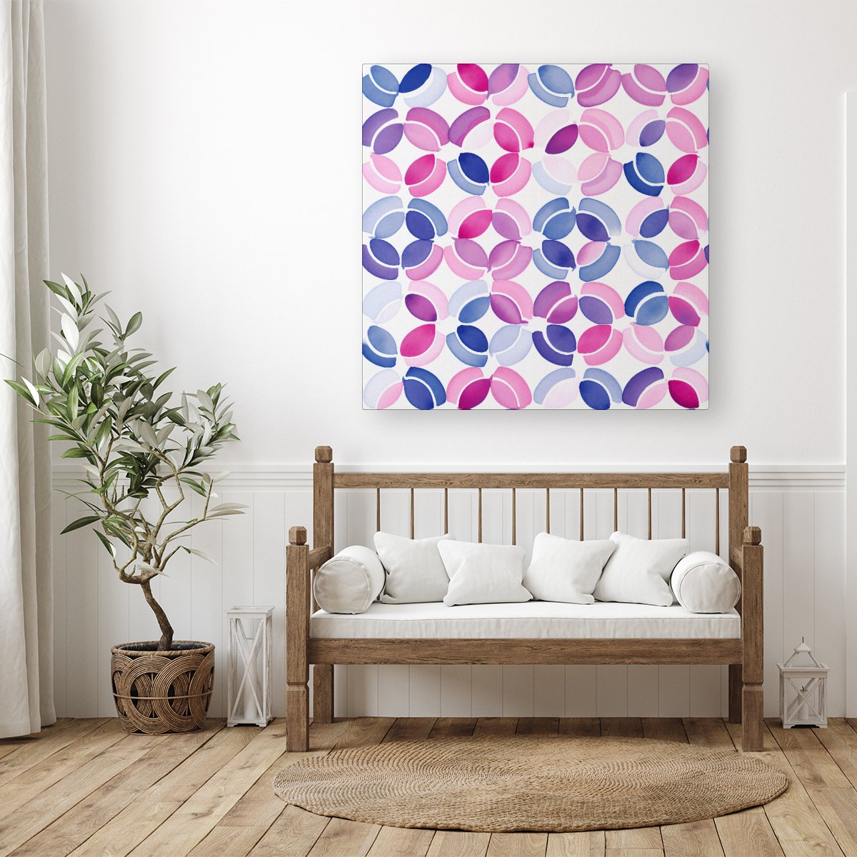 Interlocking Pink Blue Shape Canvas