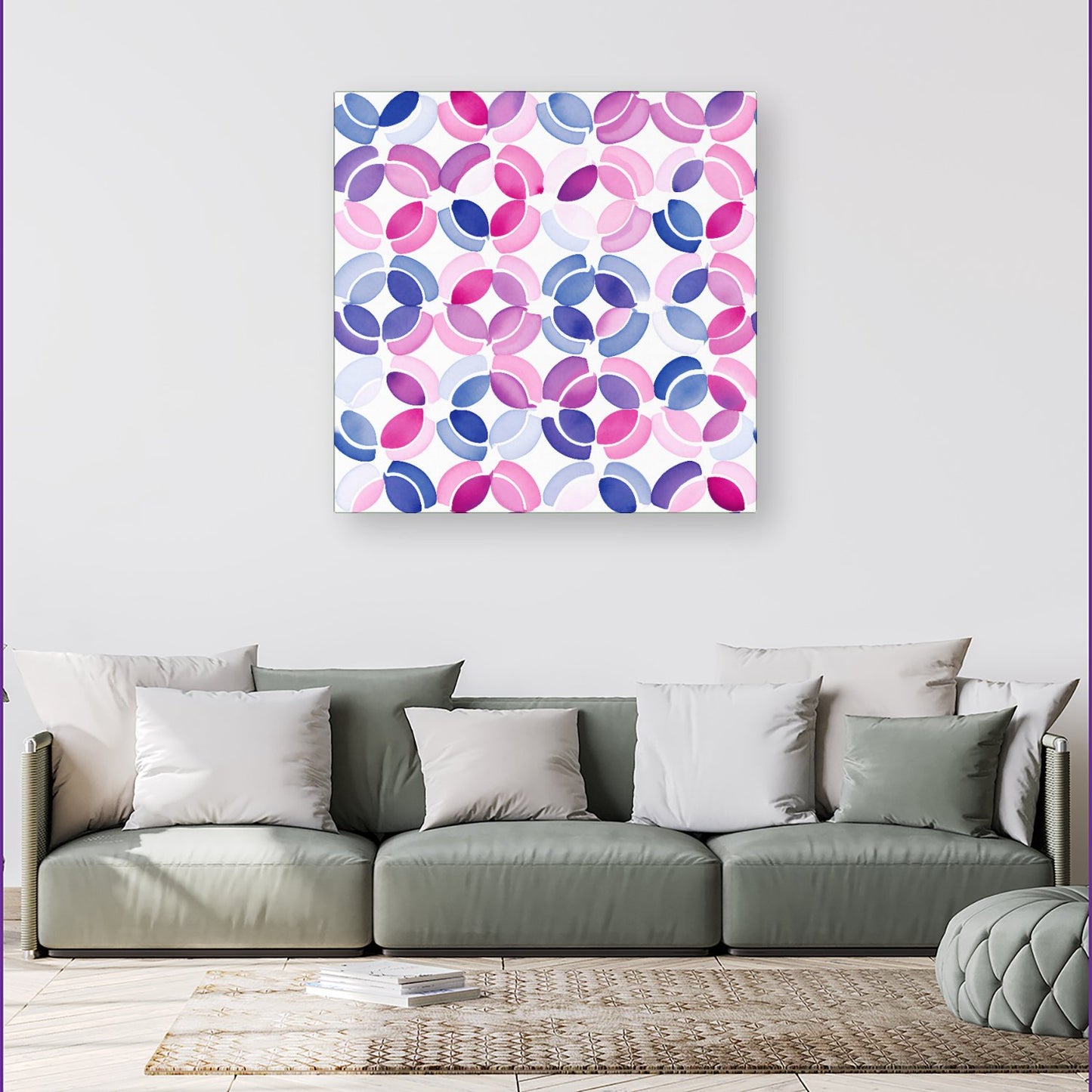 Interlocking Pink Blue Shape Canvas