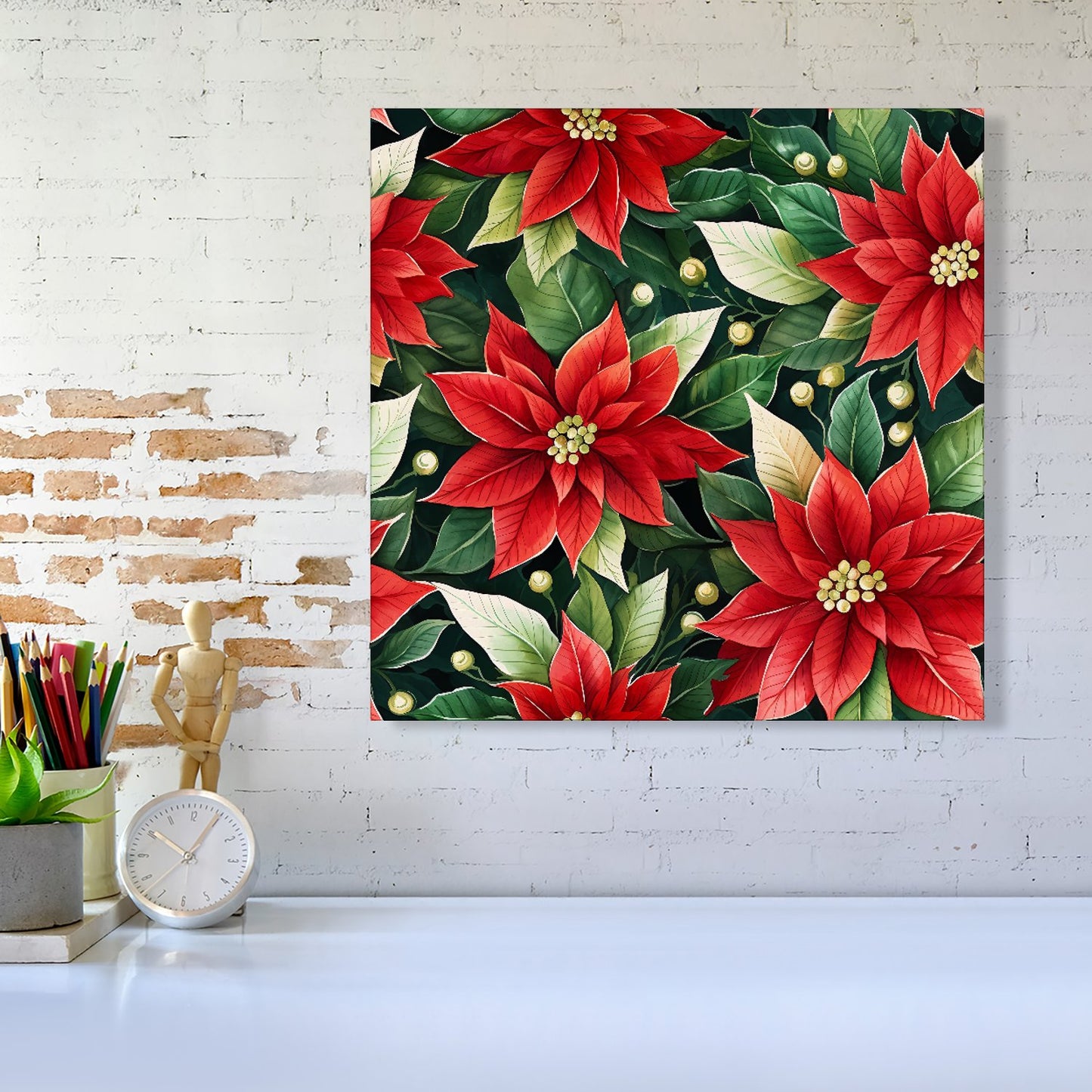 Poinsetta Watercolour Canvas