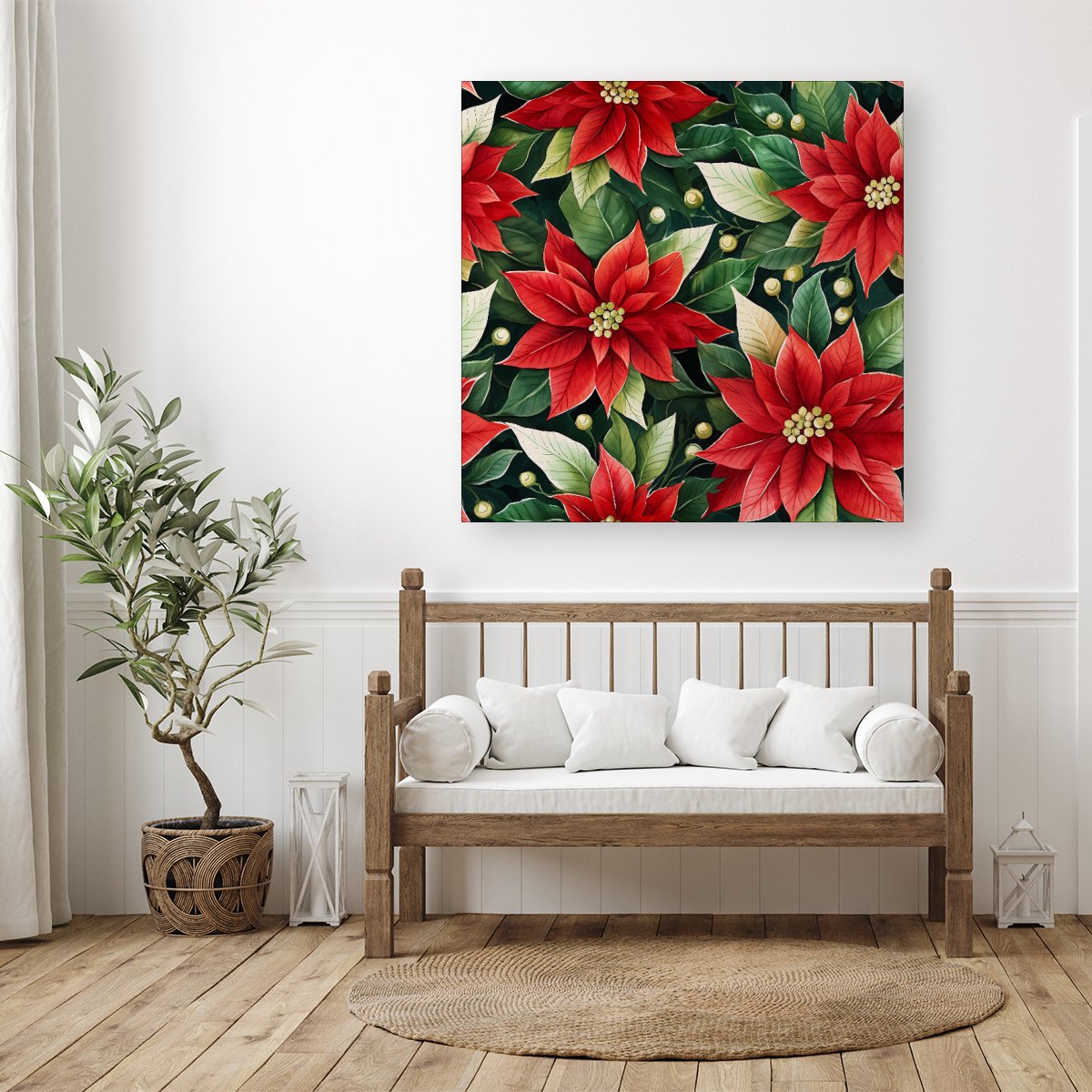 Poinsetta Watercolour Canvas