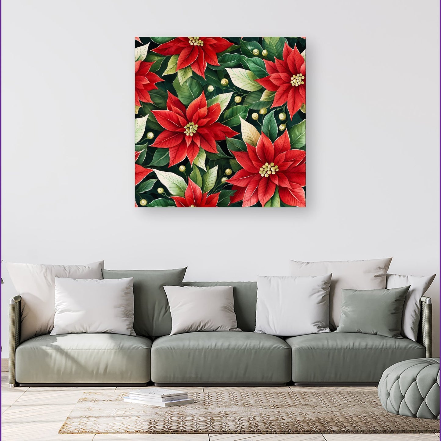 Poinsetta Watercolour Canvas
