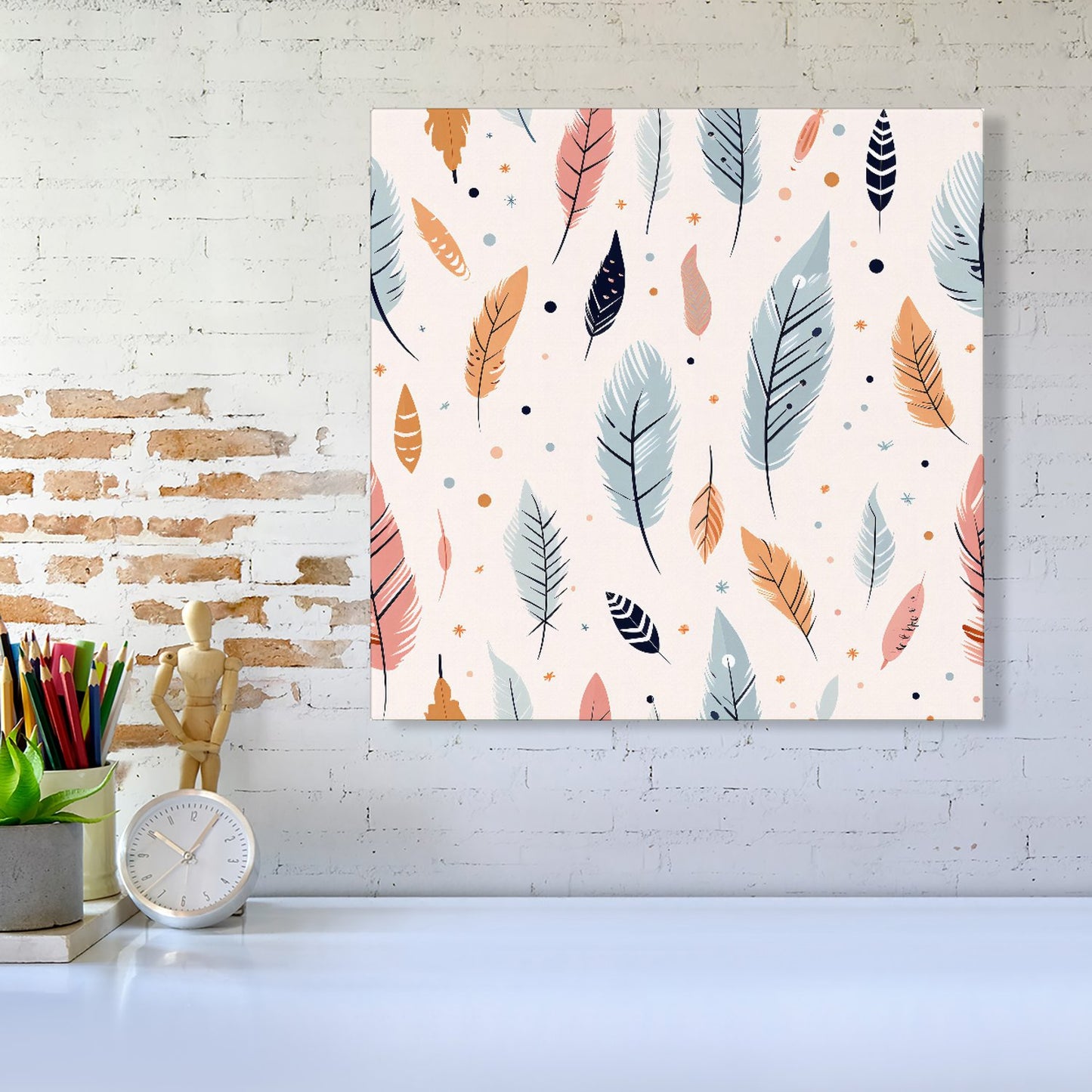 Pastel Feather Pattern Canvas