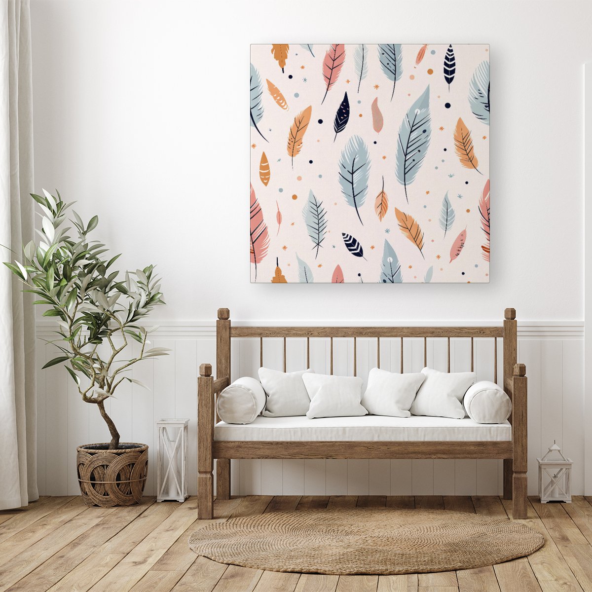 Pastel Feather Pattern Canvas