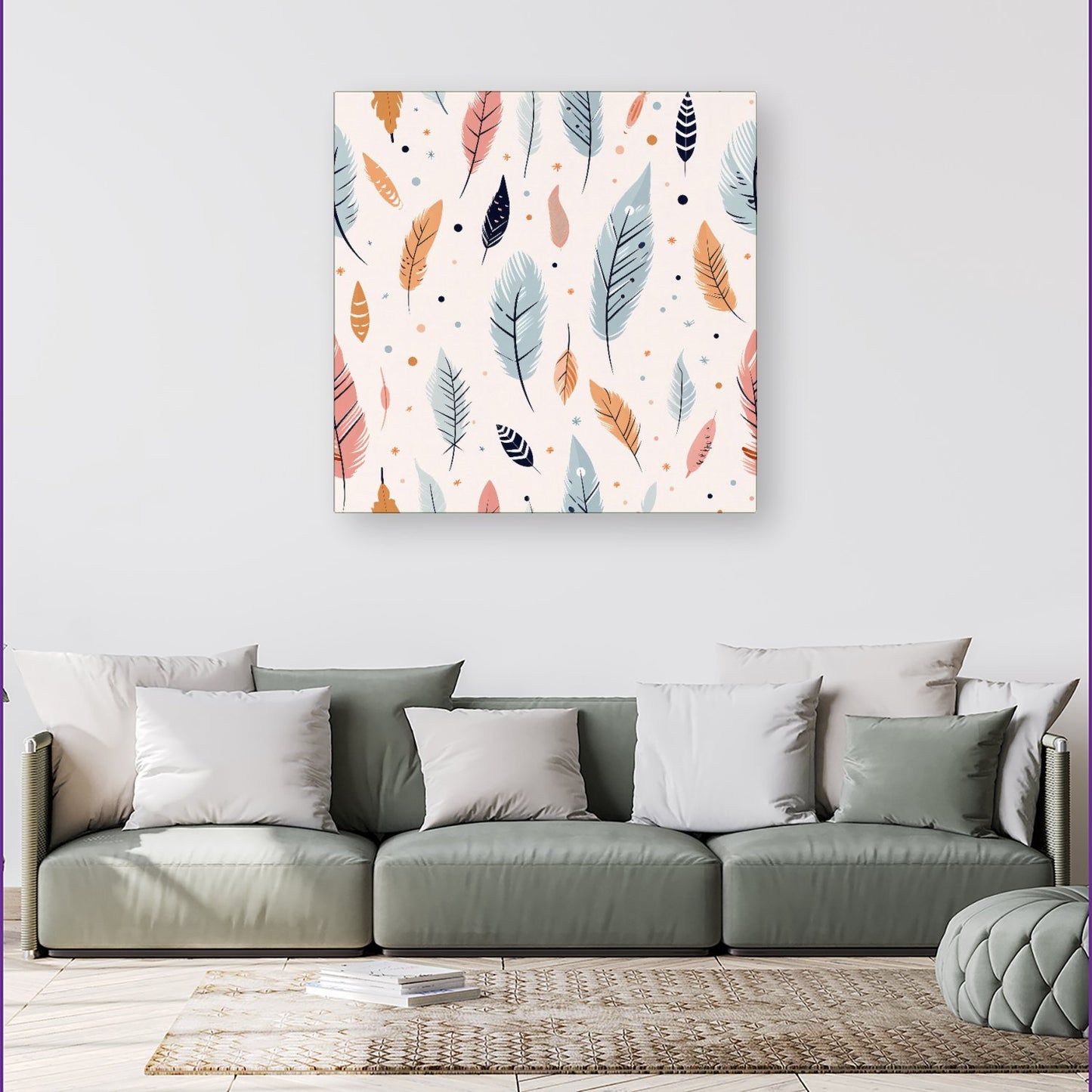 Pastel Feather Pattern Canvas