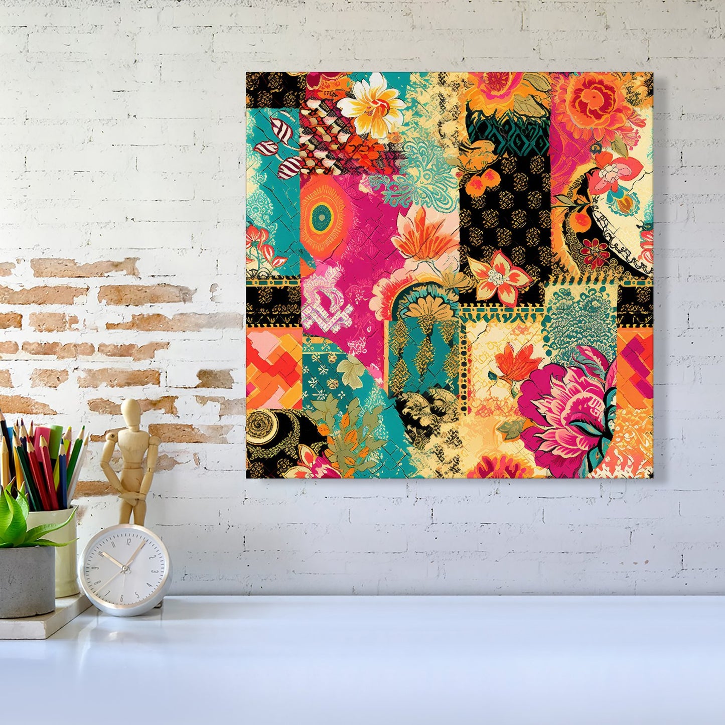 Patchwork Mixed Textiles Canvas