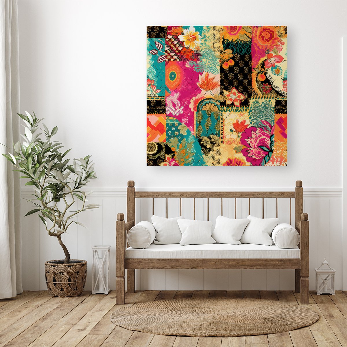 Patchwork Mixed Textiles Canvas