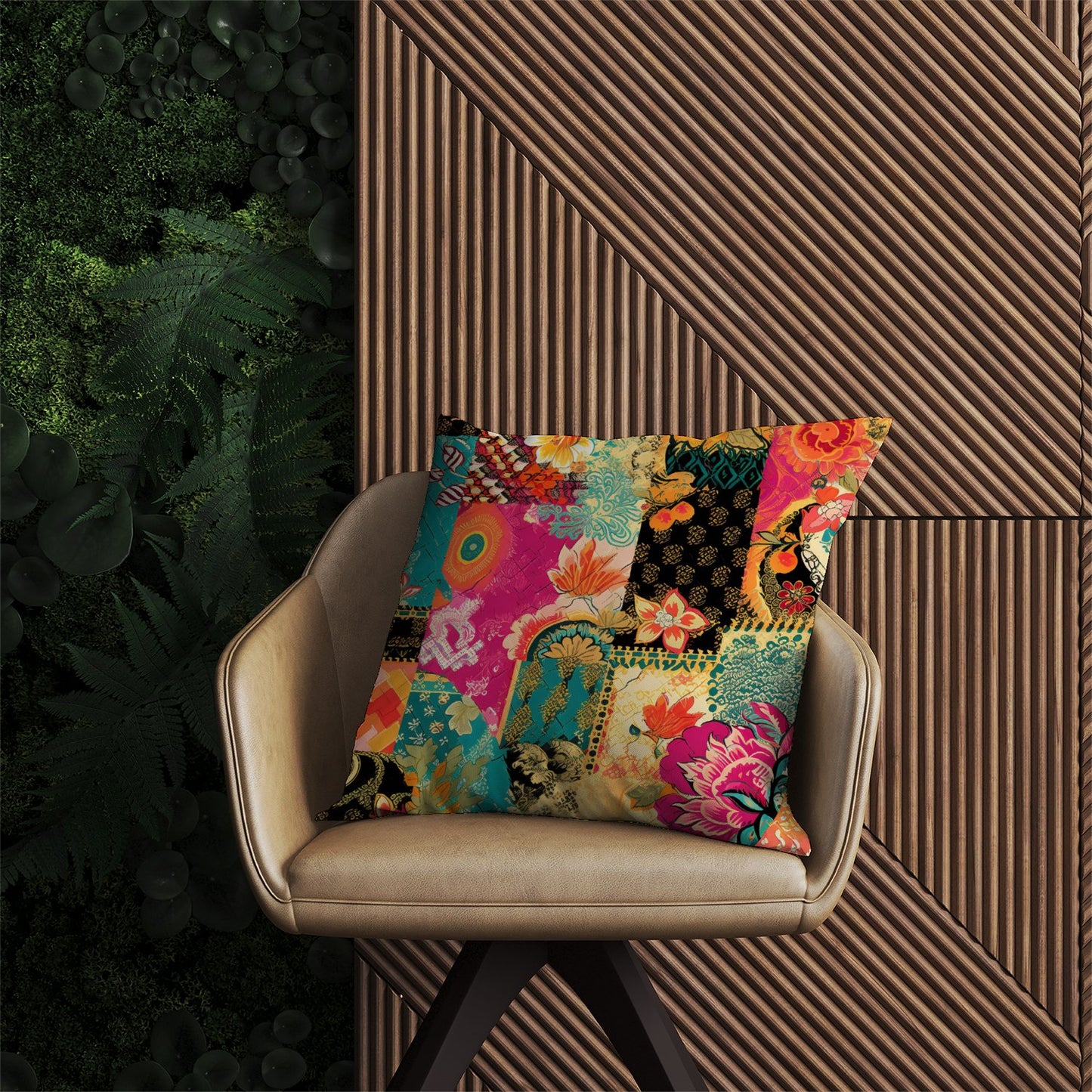 Patchwork Mixed Textiles Outdoor Cushion