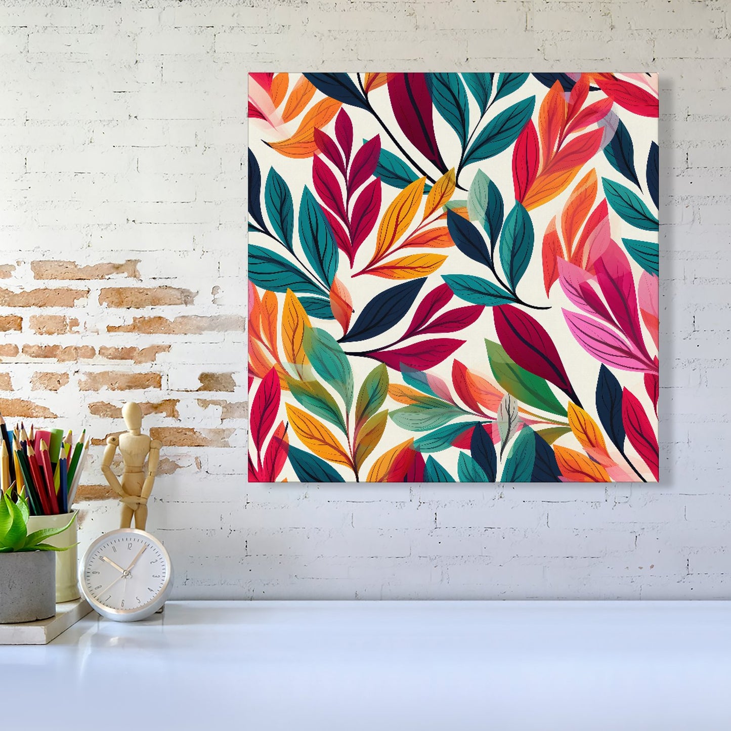 Bright Leaves Pattern Canvas
