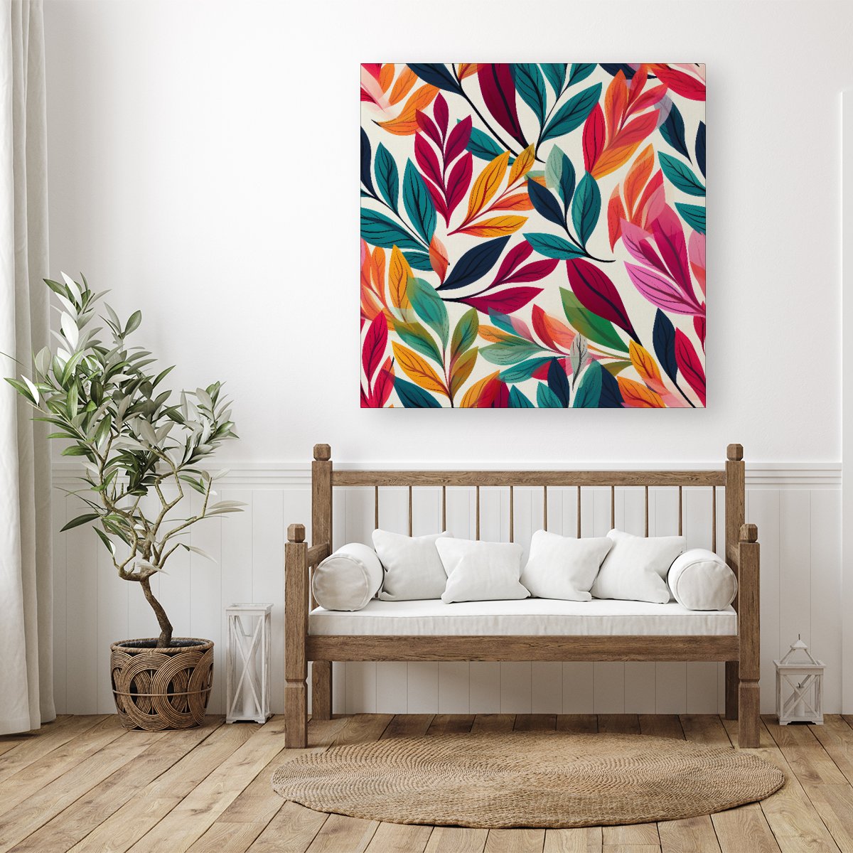 Bright Leaves Pattern Canvas