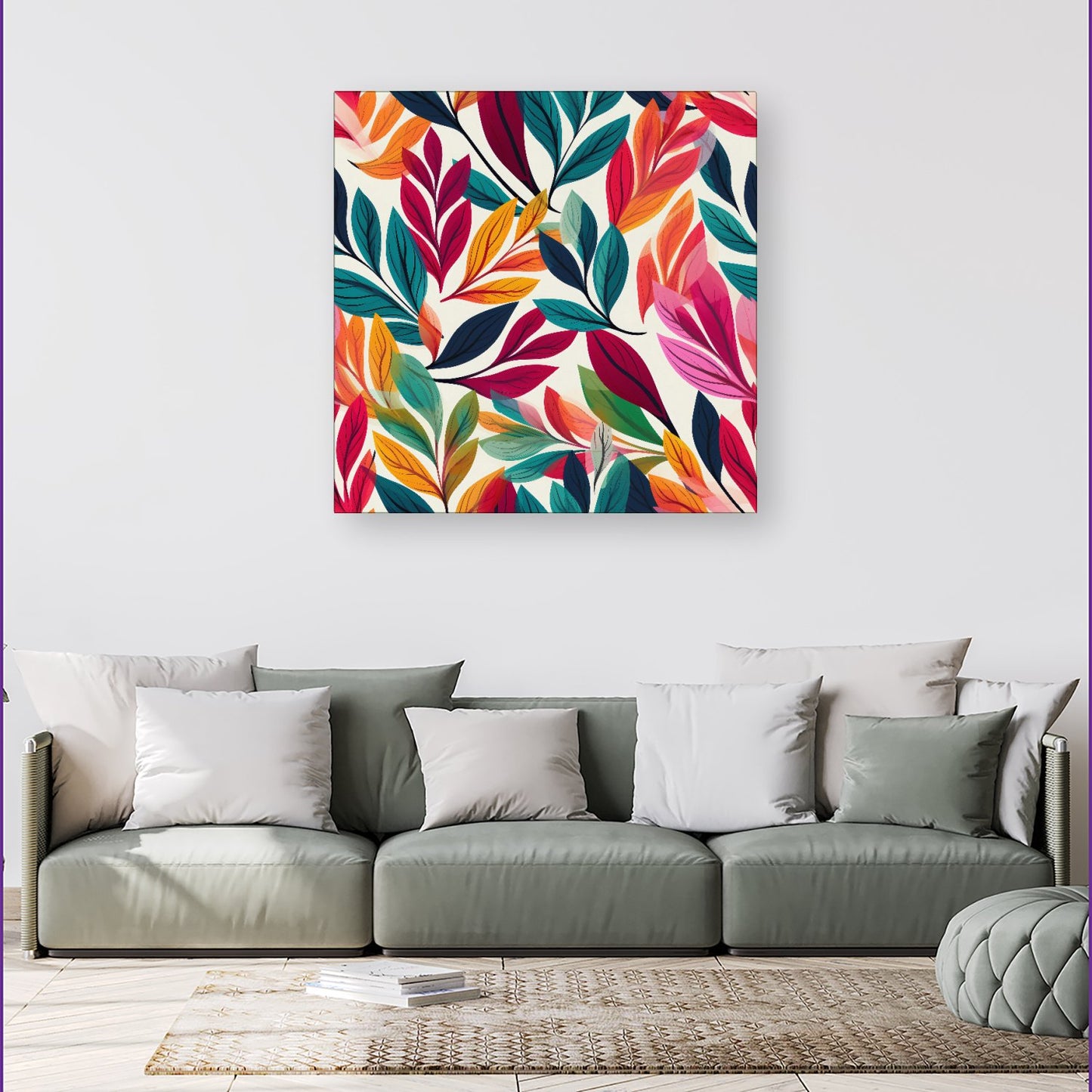 Bright Leaves Pattern Canvas