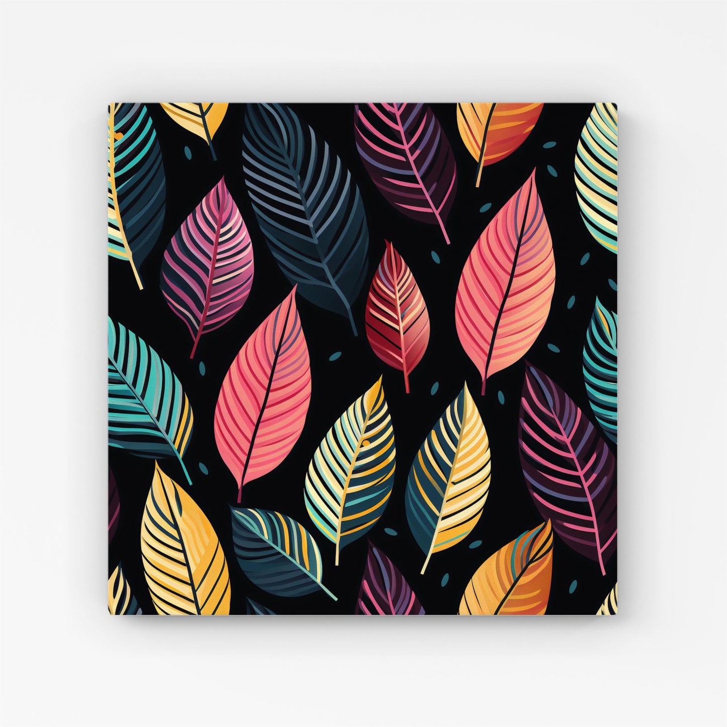 Colourful Leaves Pattern Canvas