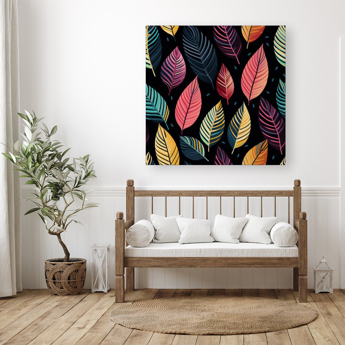 Colourful Leaves Pattern Canvas