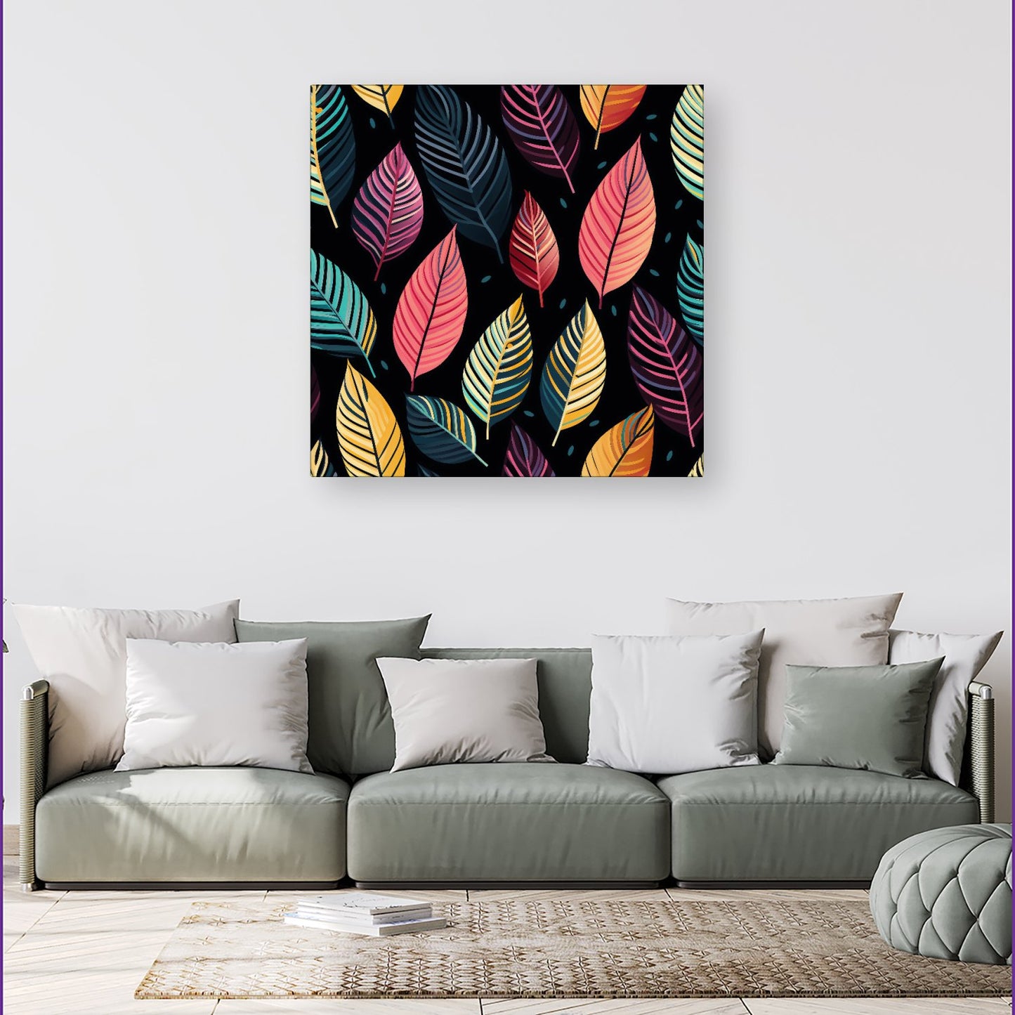 Colourful Leaves Pattern Canvas