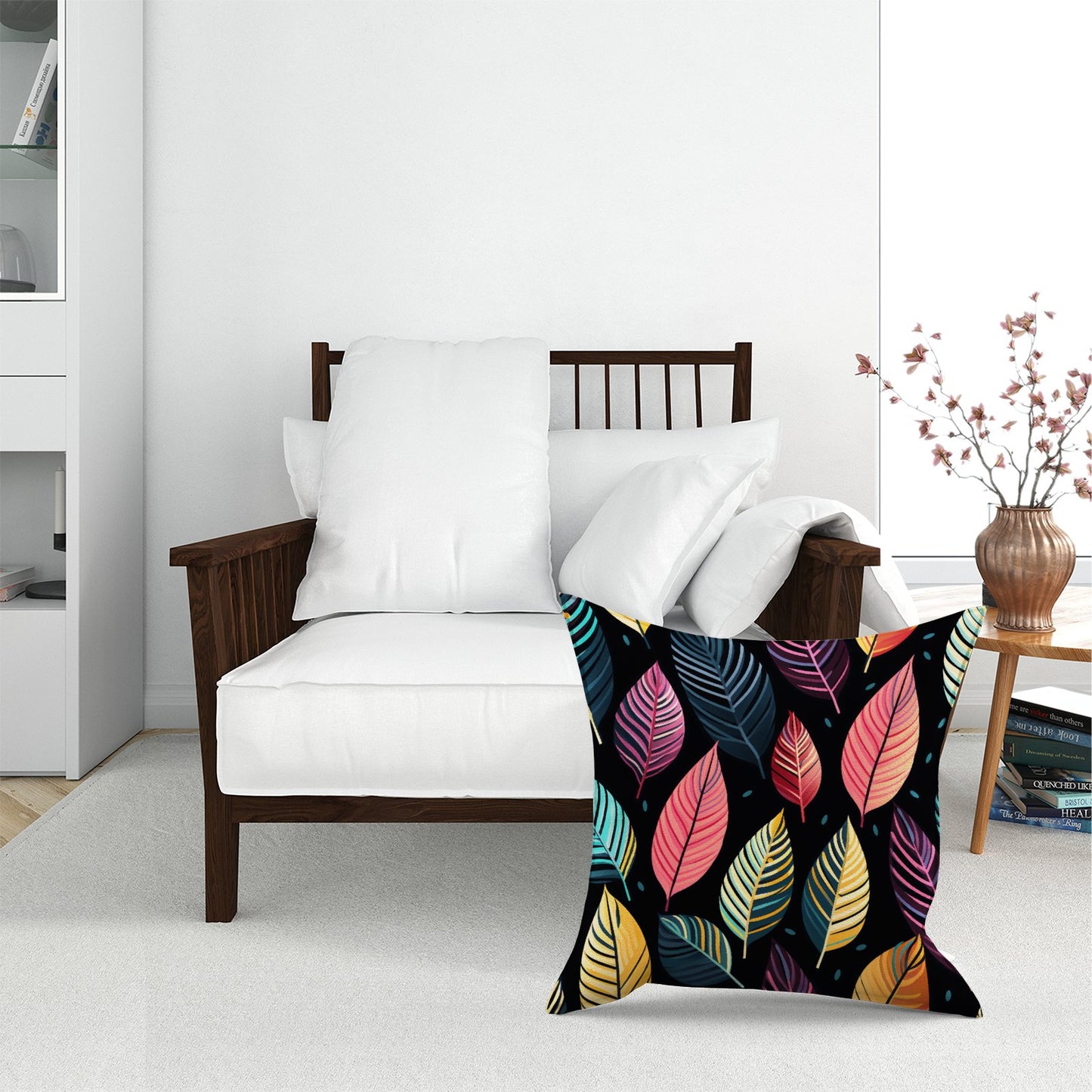 Colourful Leaves Pattern Floor Cushion