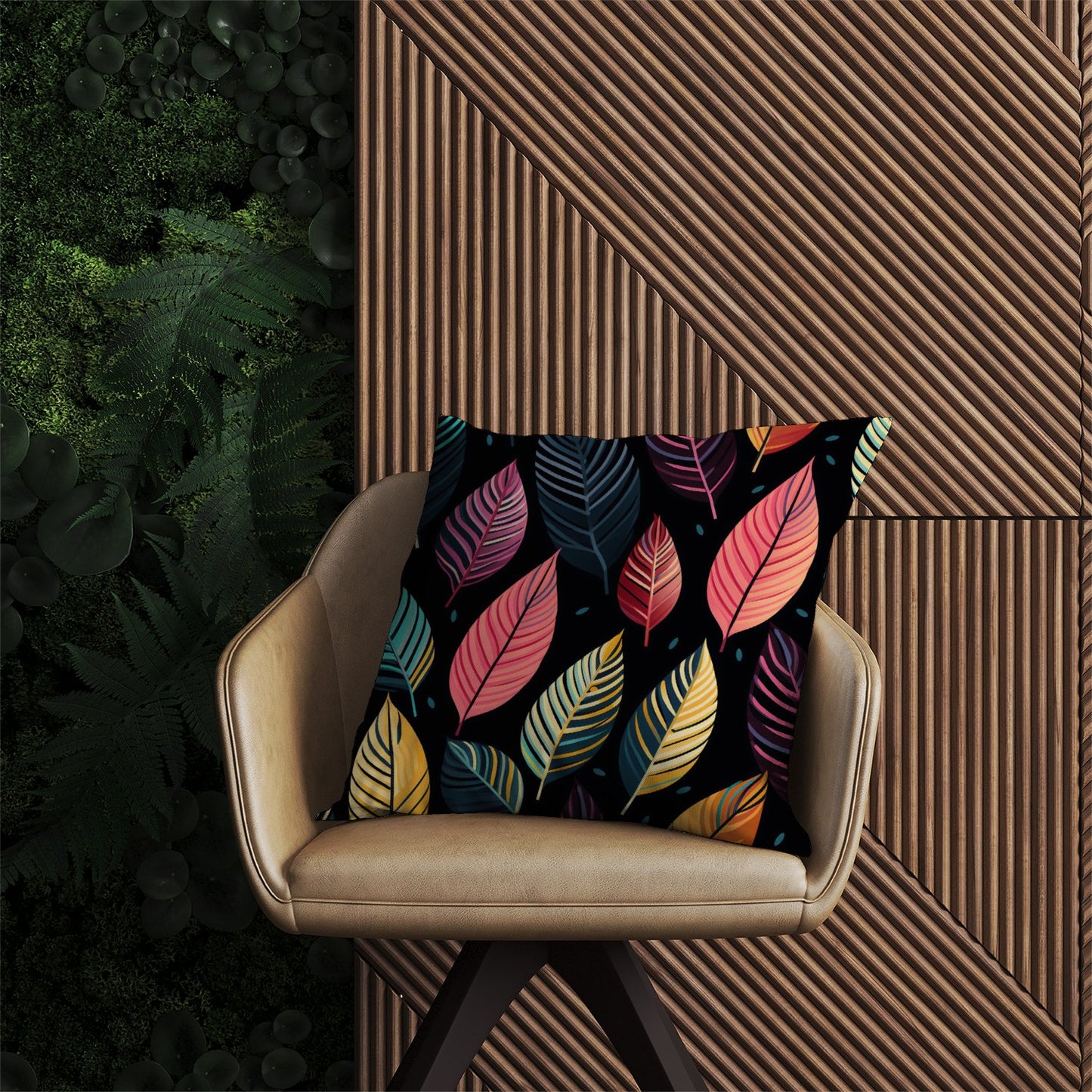Colourful Leaves Pattern Outdoor Cushion