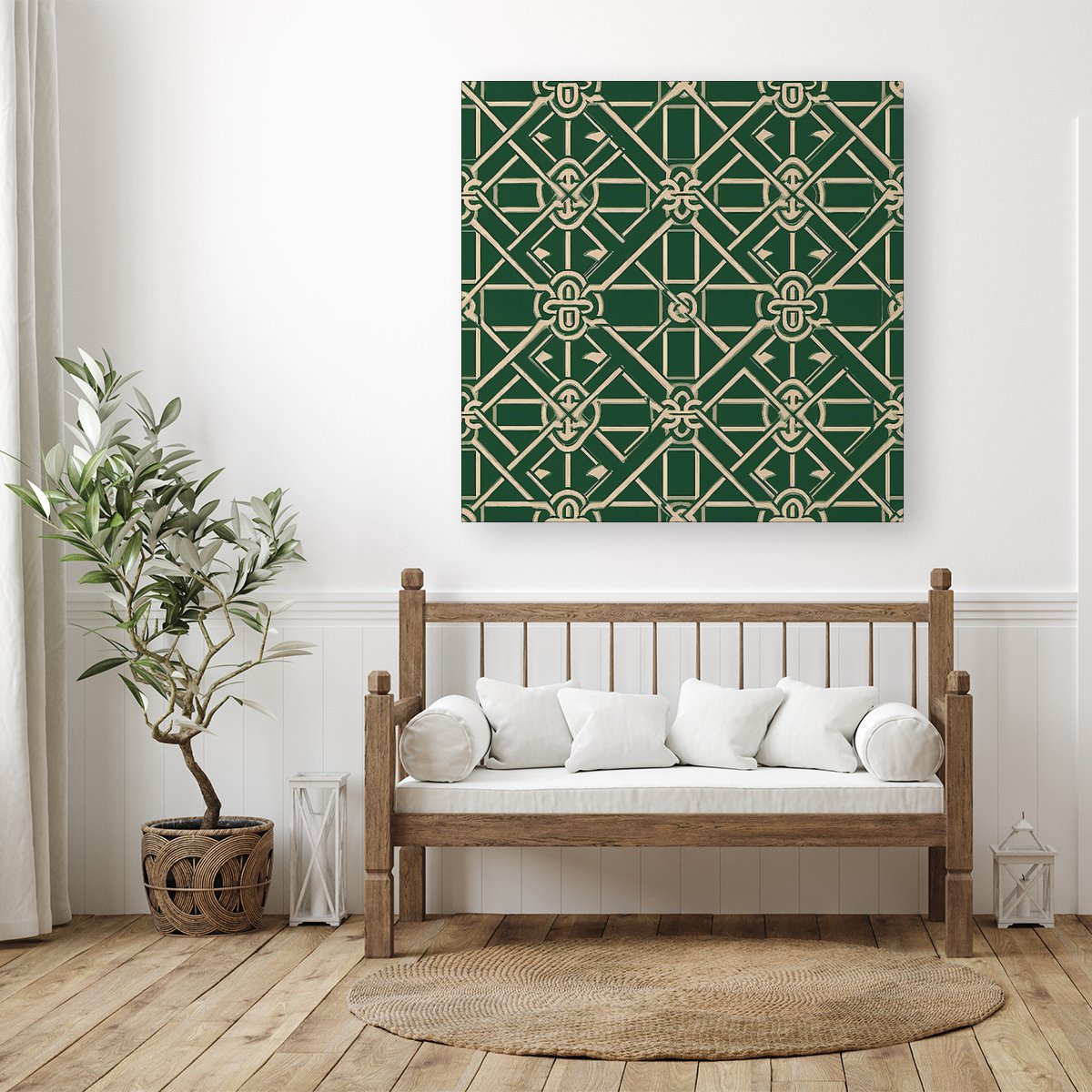 Green Lattice Design Canvas