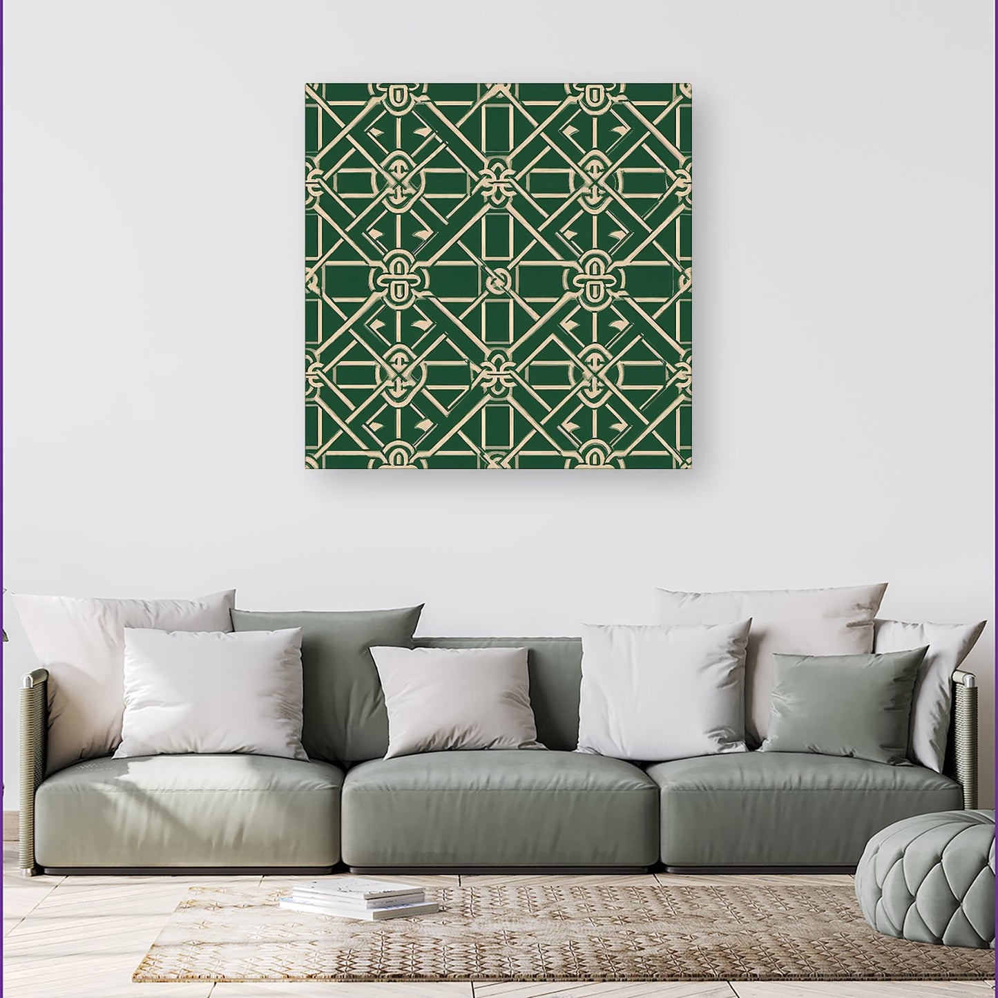 Green Lattice Design Canvas
