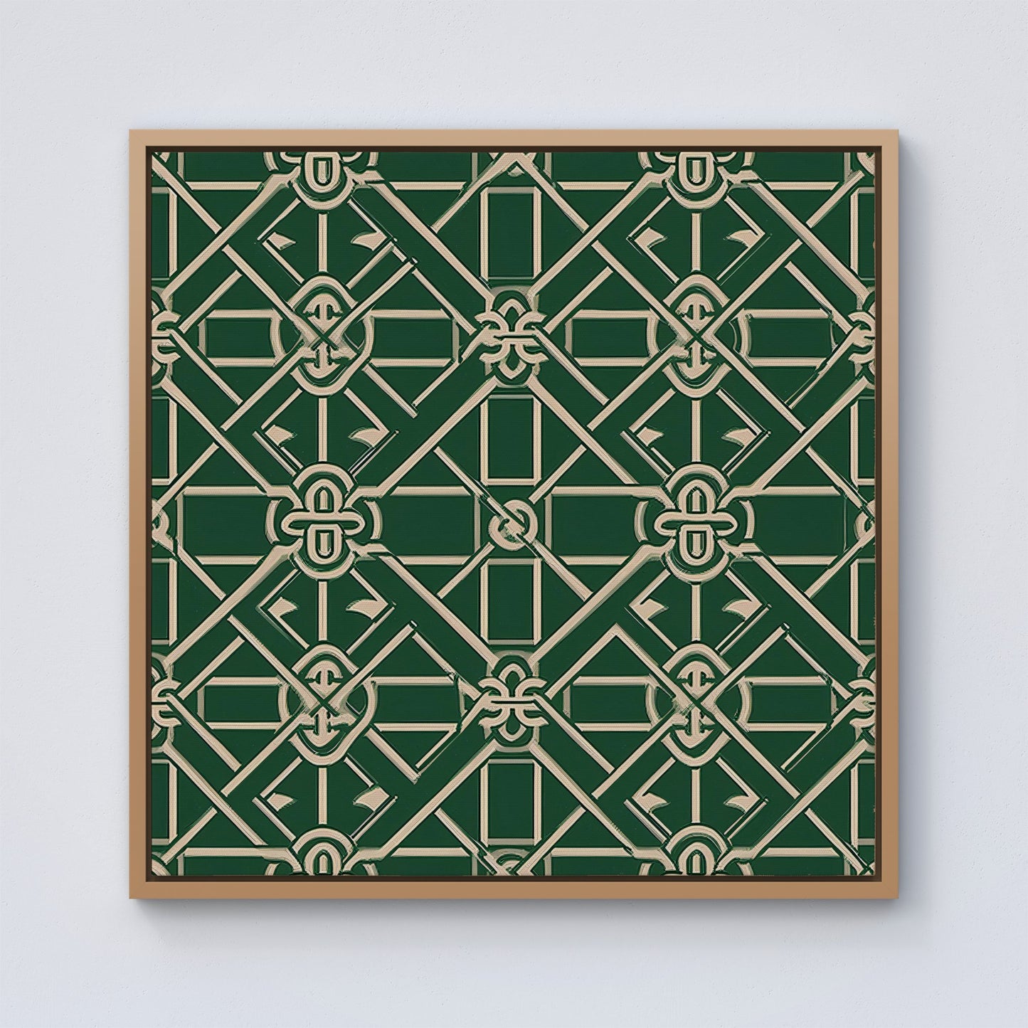 Green Lattice Design Framed Canvas