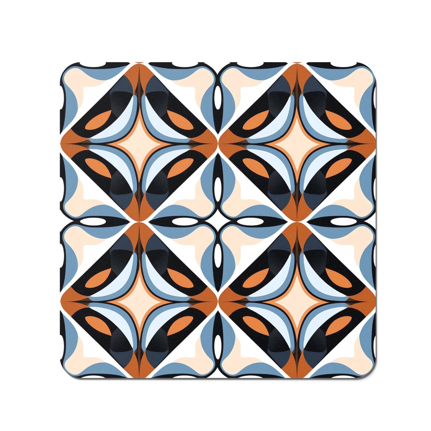 Brown And Blue Geometric Pattern Coasters