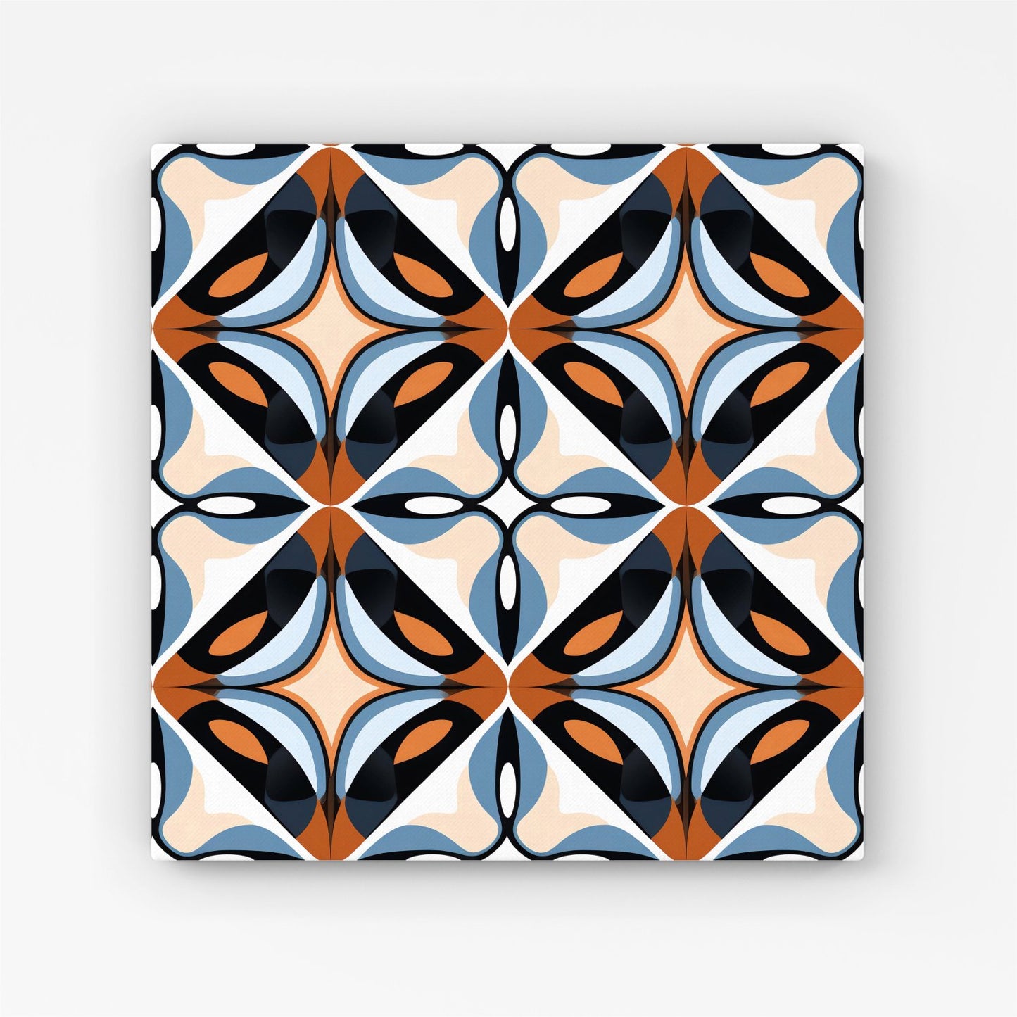 Brown And Blue Geometric Pattern Canvas