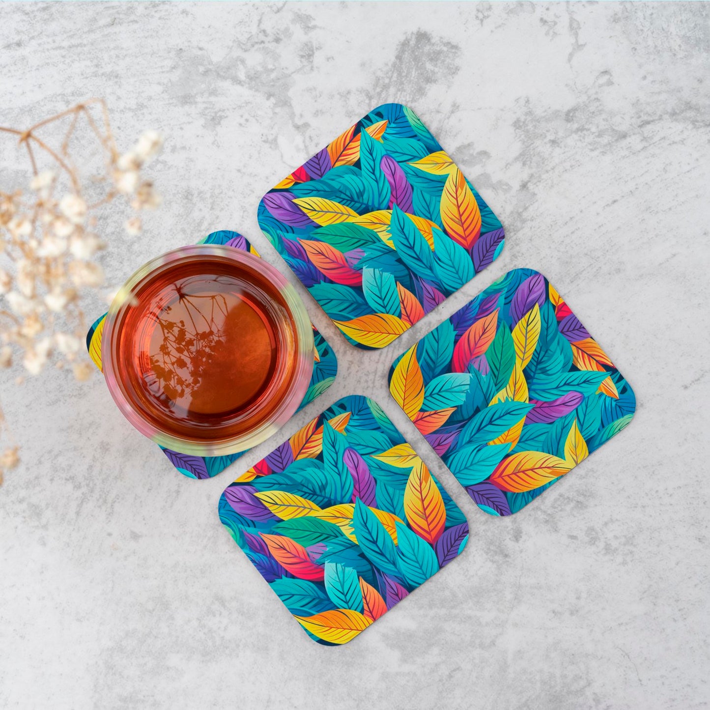 Bright Colourful Leaves Coasters