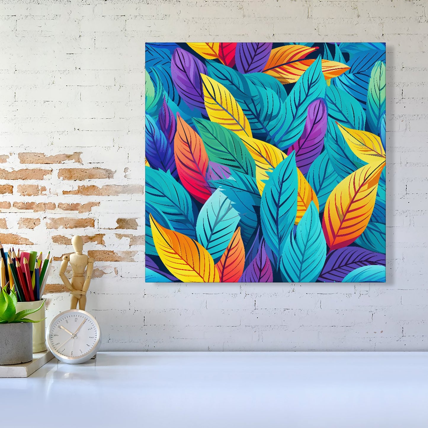 Bright Colourful Leaves Canvas