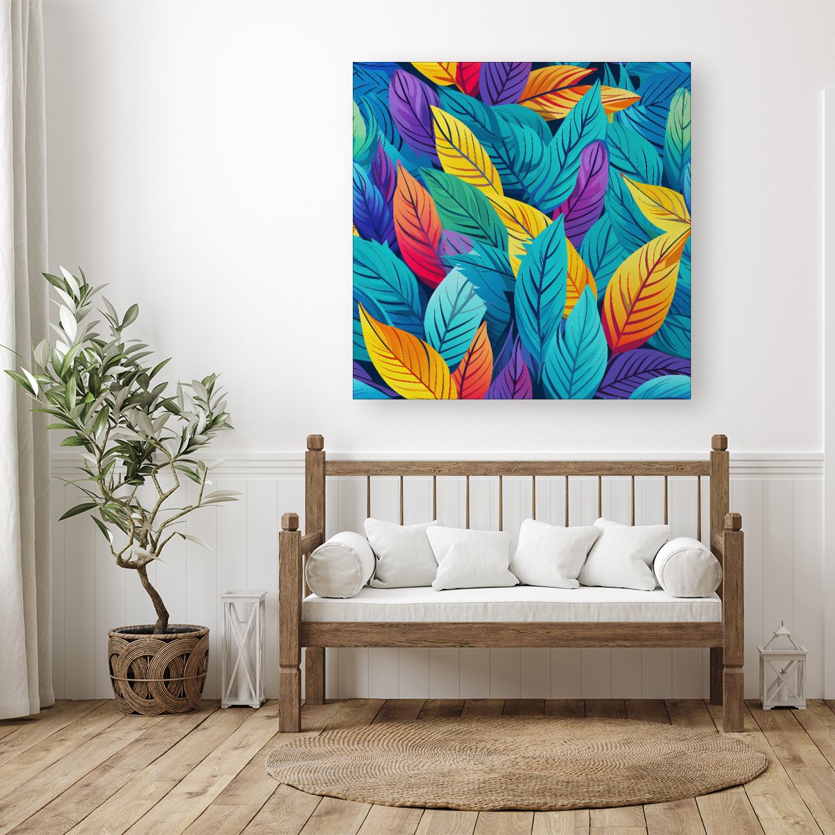 Bright Colourful Leaves Canvas