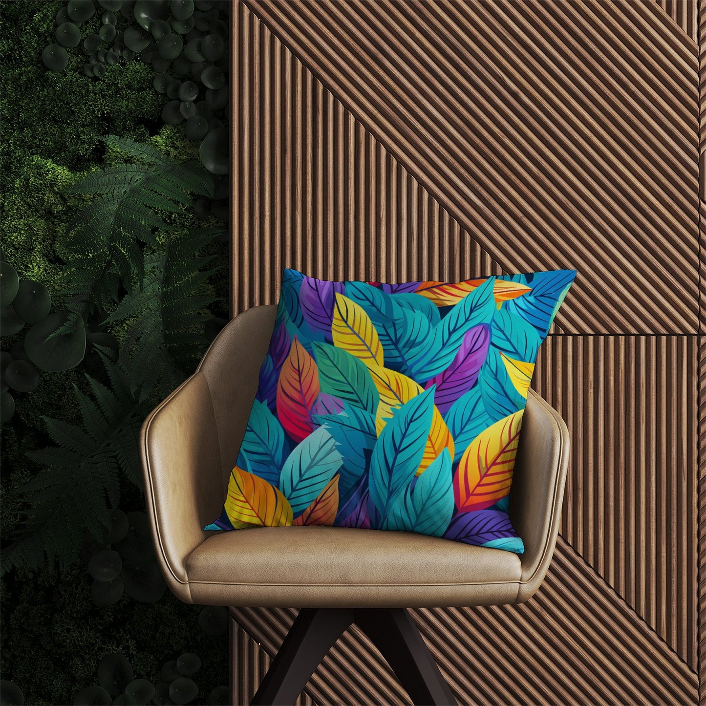 Bright Colourful Leaves Outdoor Cushion