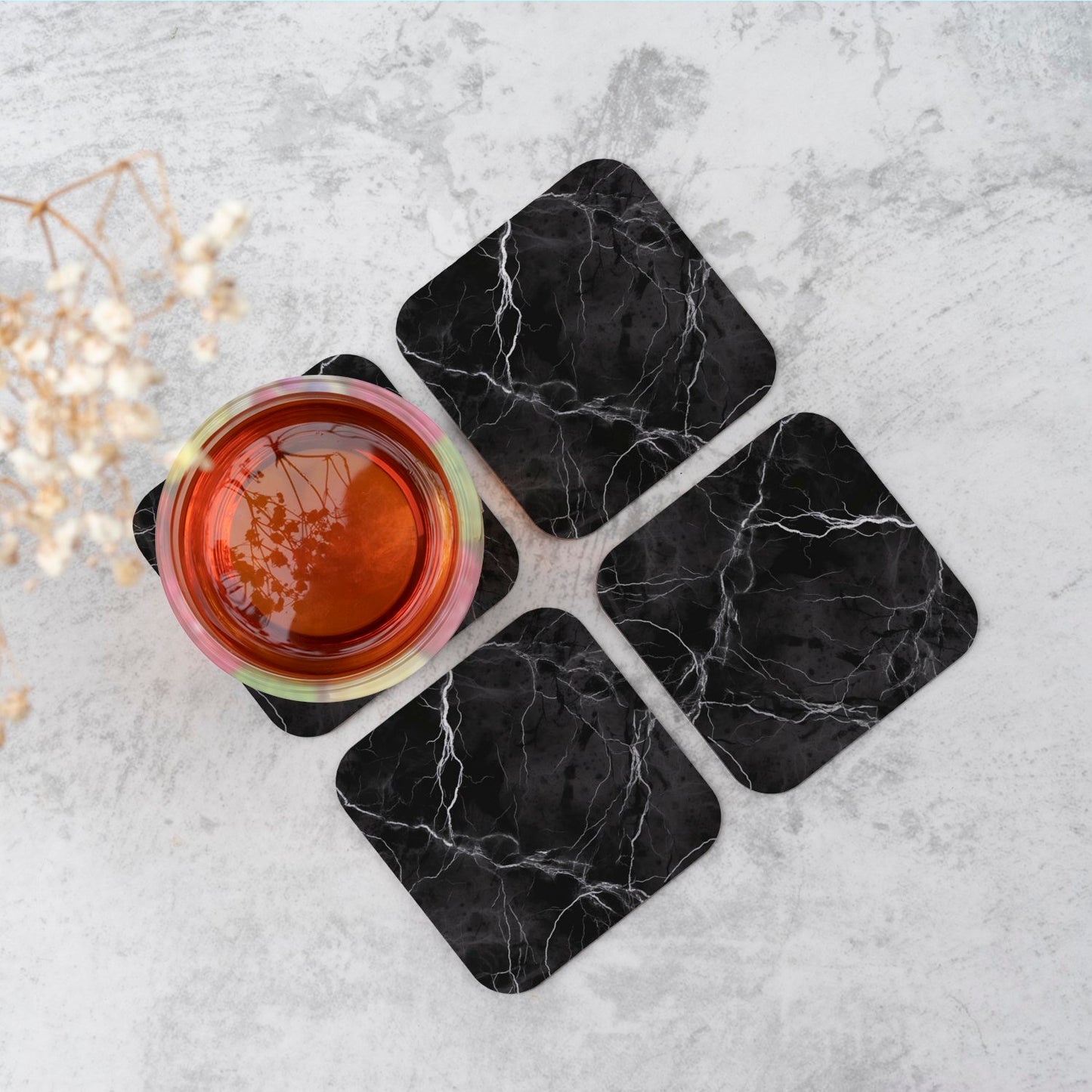 Black Marble Pattern Coasters