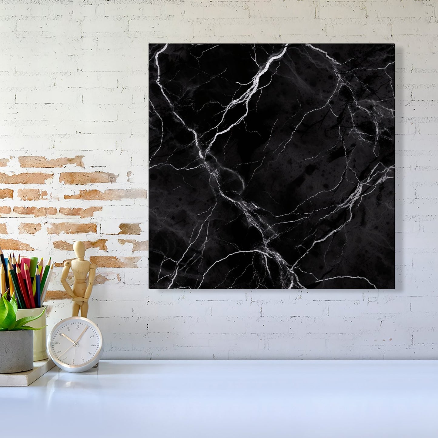 Black Marble Pattern Canvas