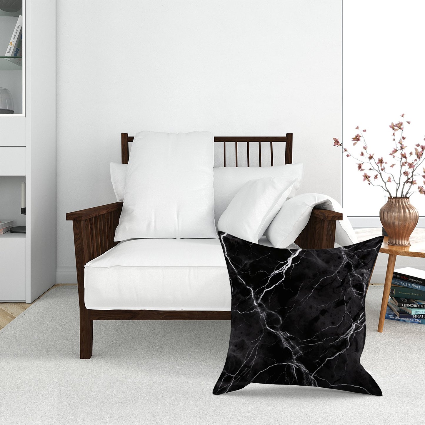 Black Marble Pattern Floor Cushion