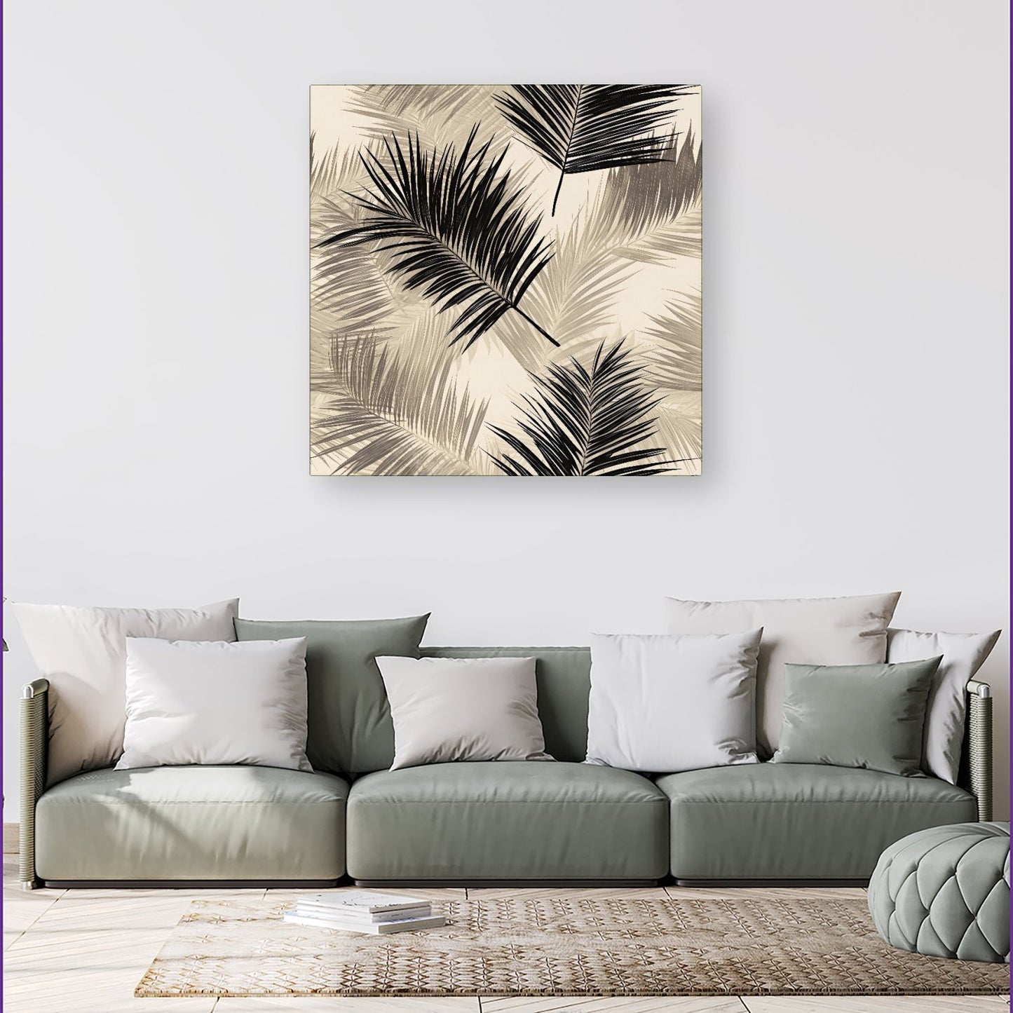 Black And White Tropical Palm Leaves Canvas