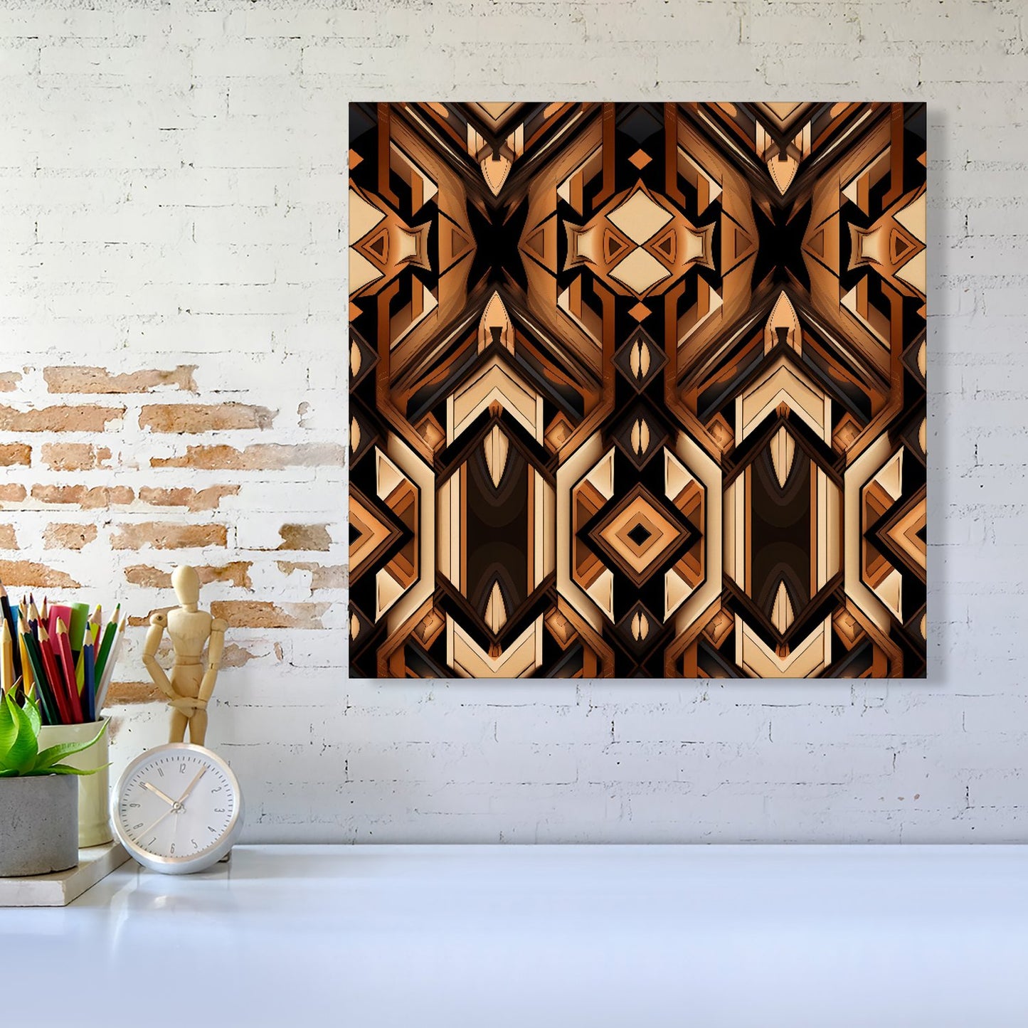 Black And Brown Intricate Pattern Canvas