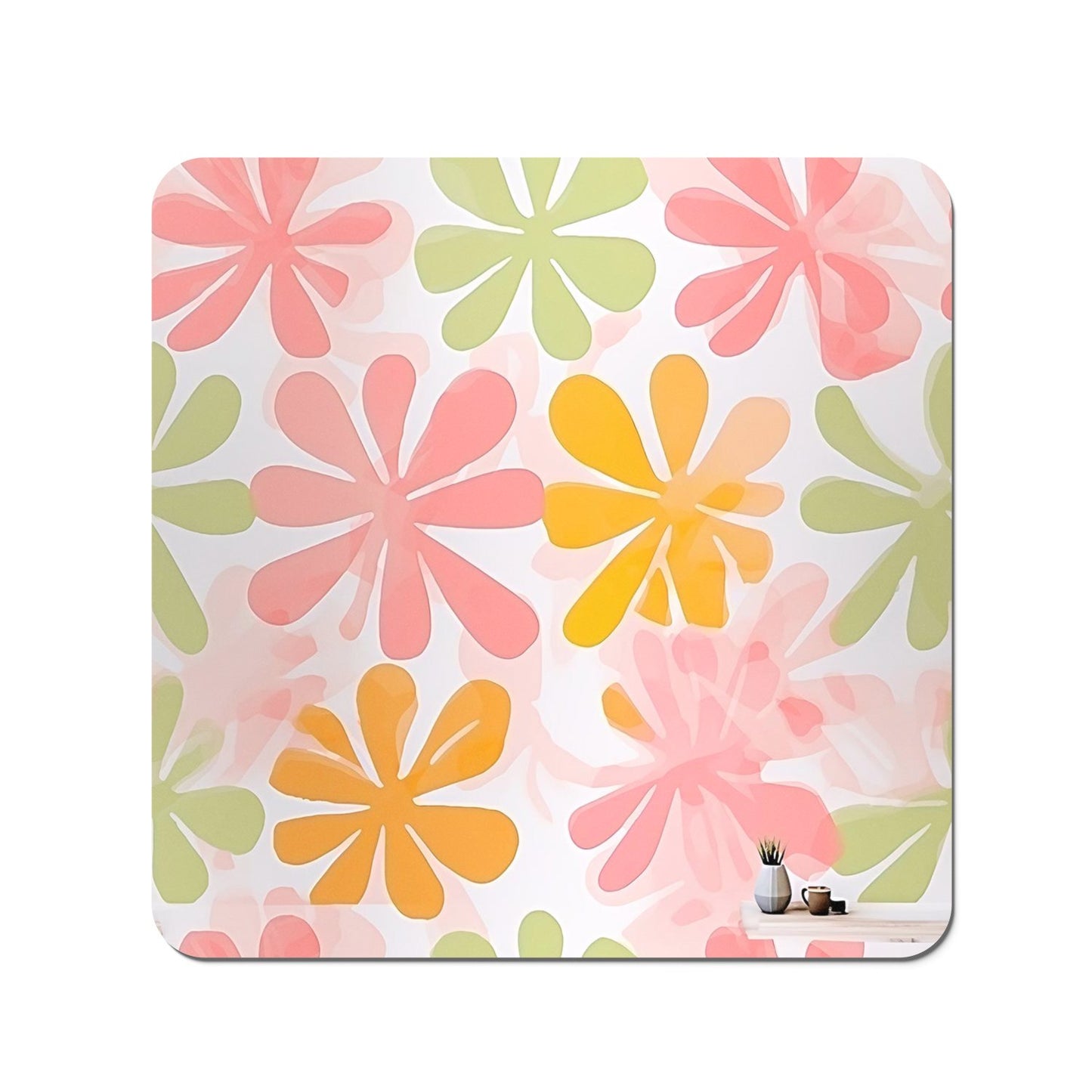 Yellow And Pink Flowers Coasters
