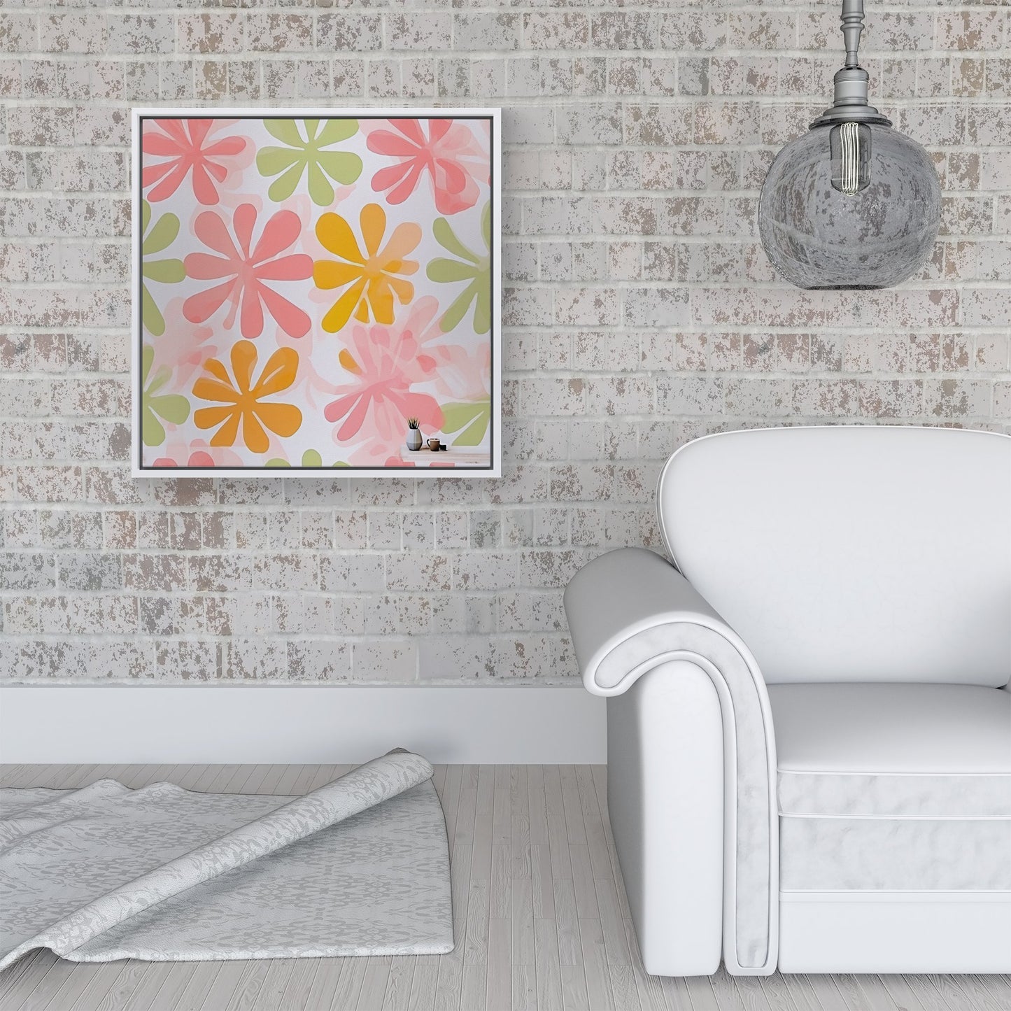 Yellow And Pink Flowers Framed Canvas