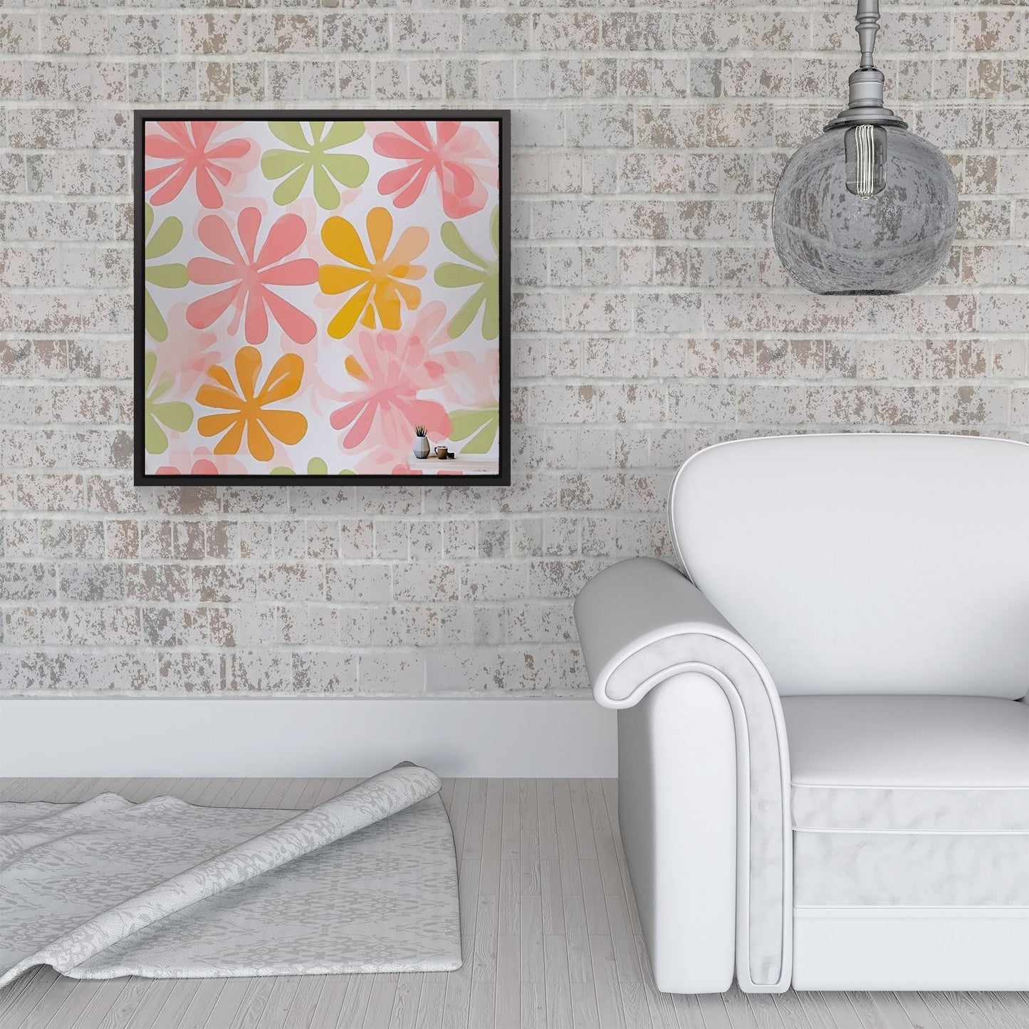 Yellow And Pink Flowers Framed Canvas