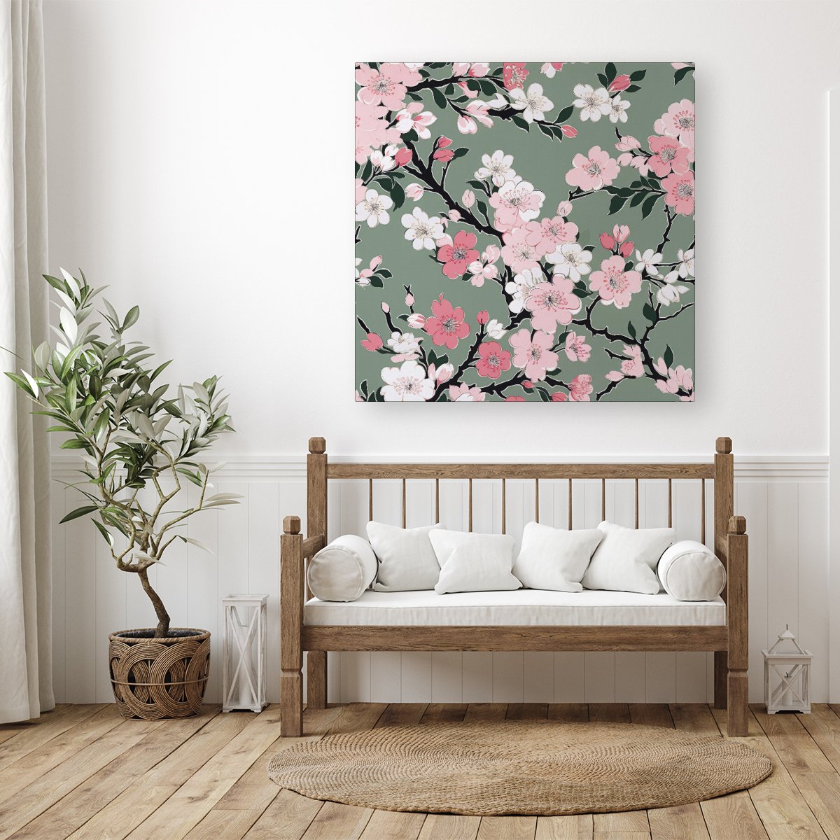 Pink Floral Abstract Pattern Canvas