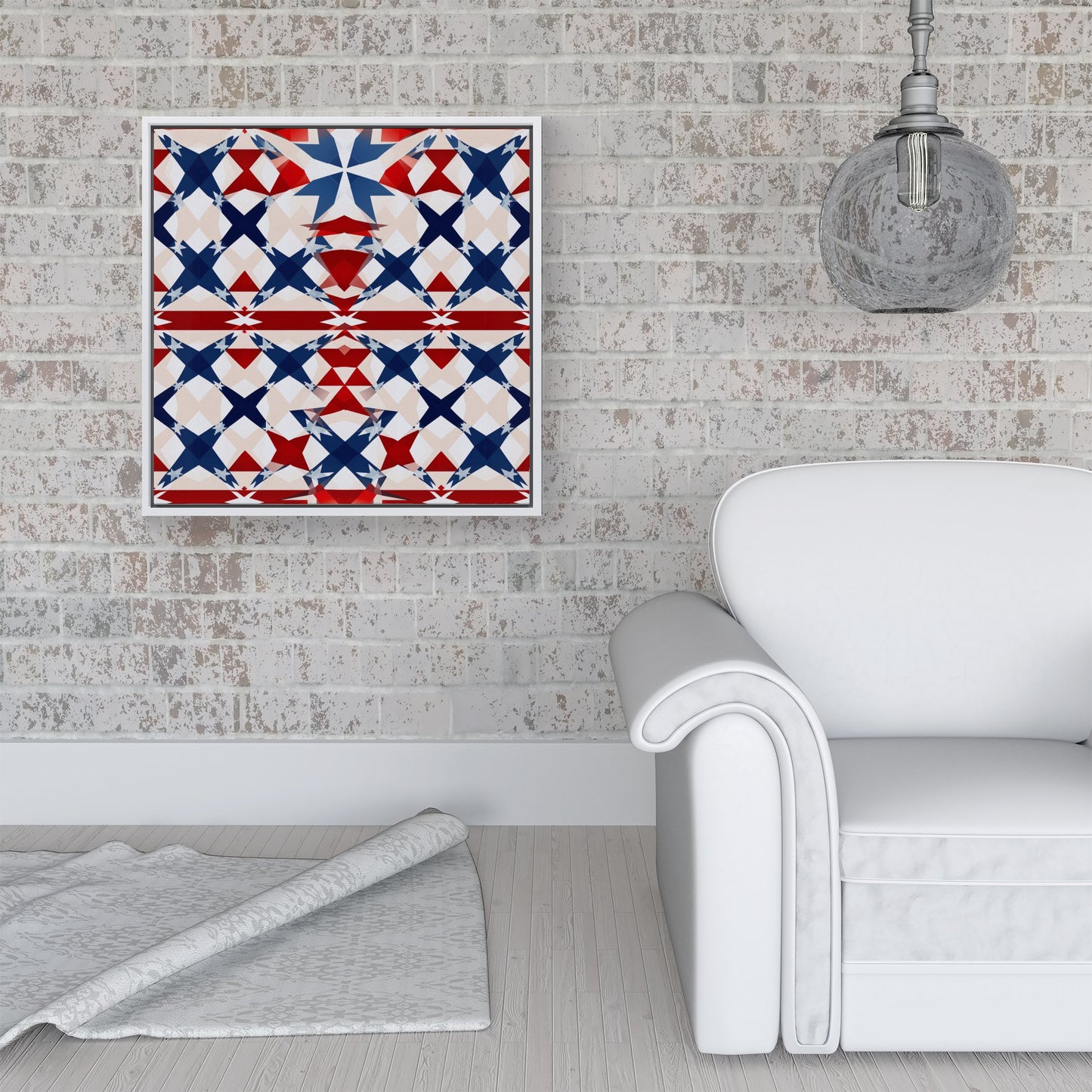American Flag Abstract Pattern Framed Canvas