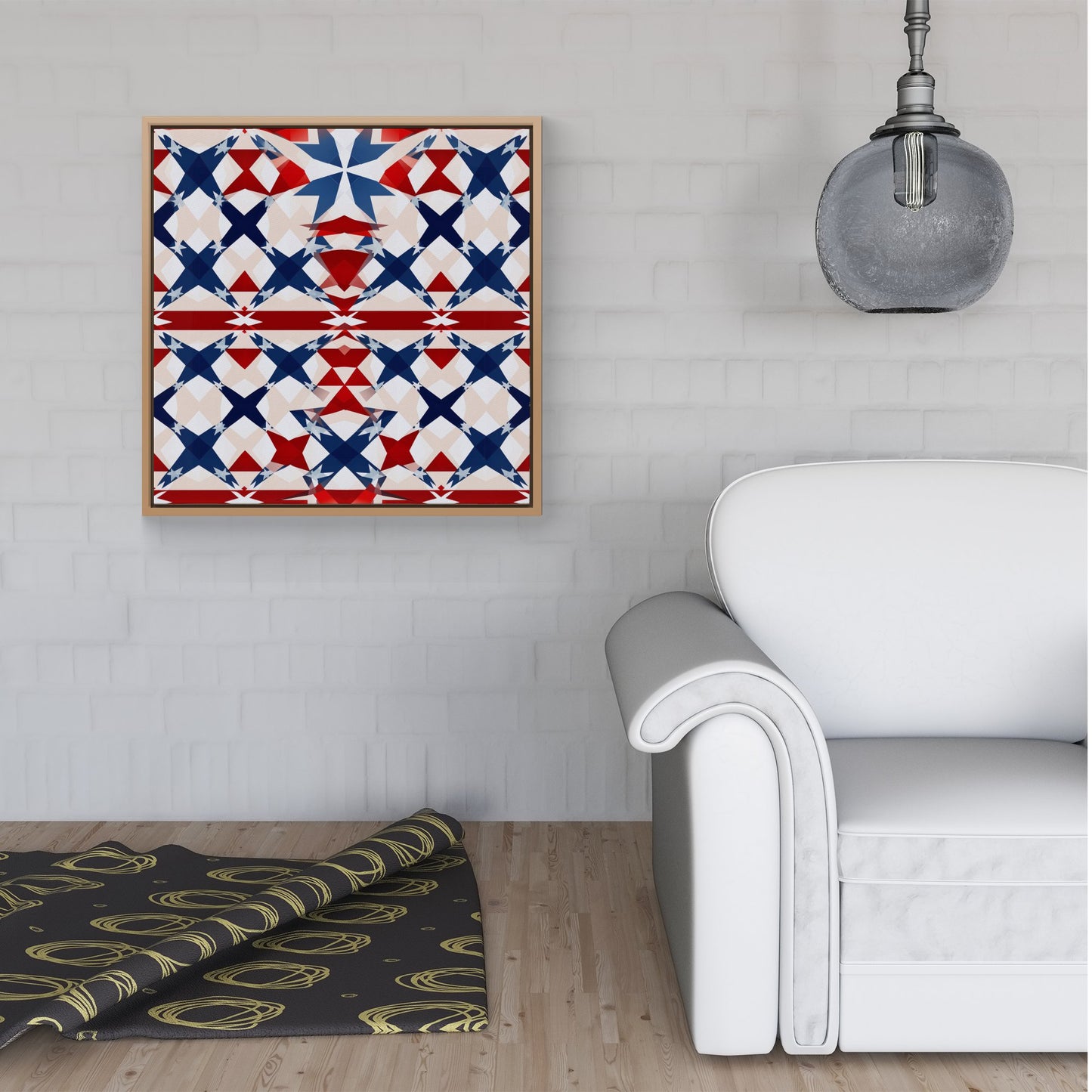 American Flag Abstract Pattern Framed Canvas