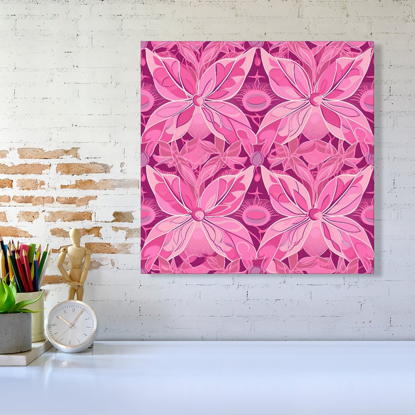 Pink Abstract Floral Design Canvas