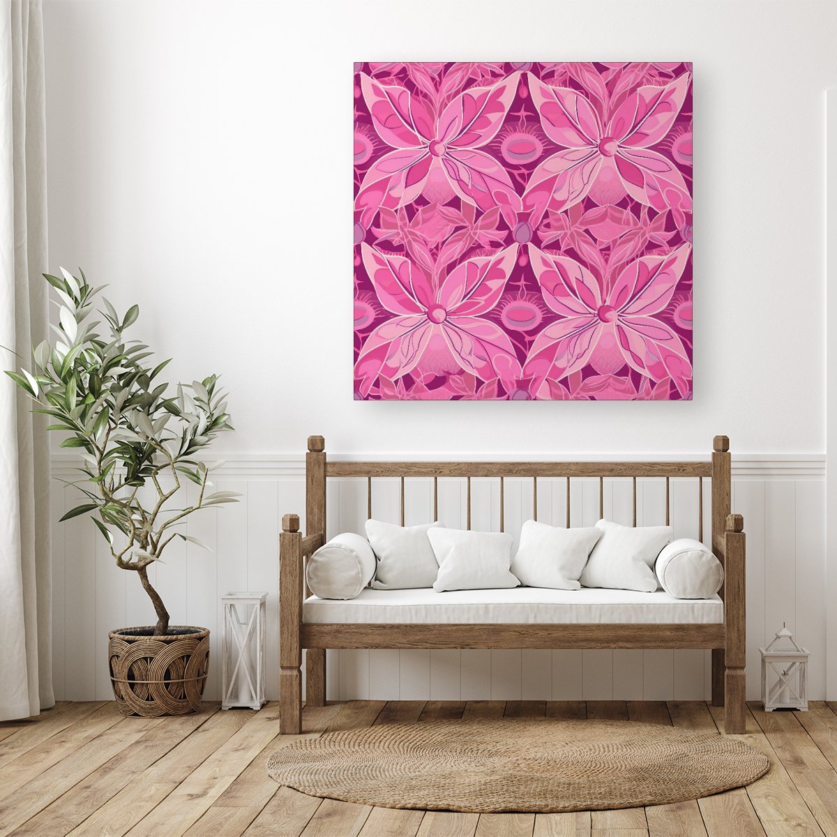 Pink Abstract Floral Design Canvas