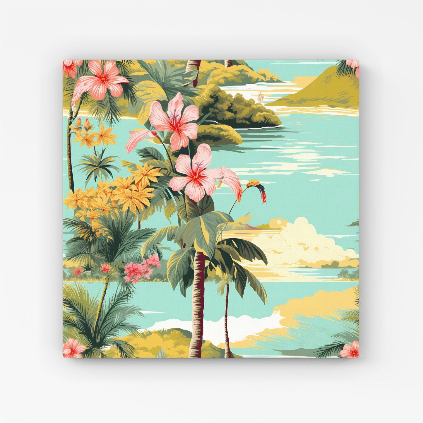 Palm Trees and Hibiscus Canvas