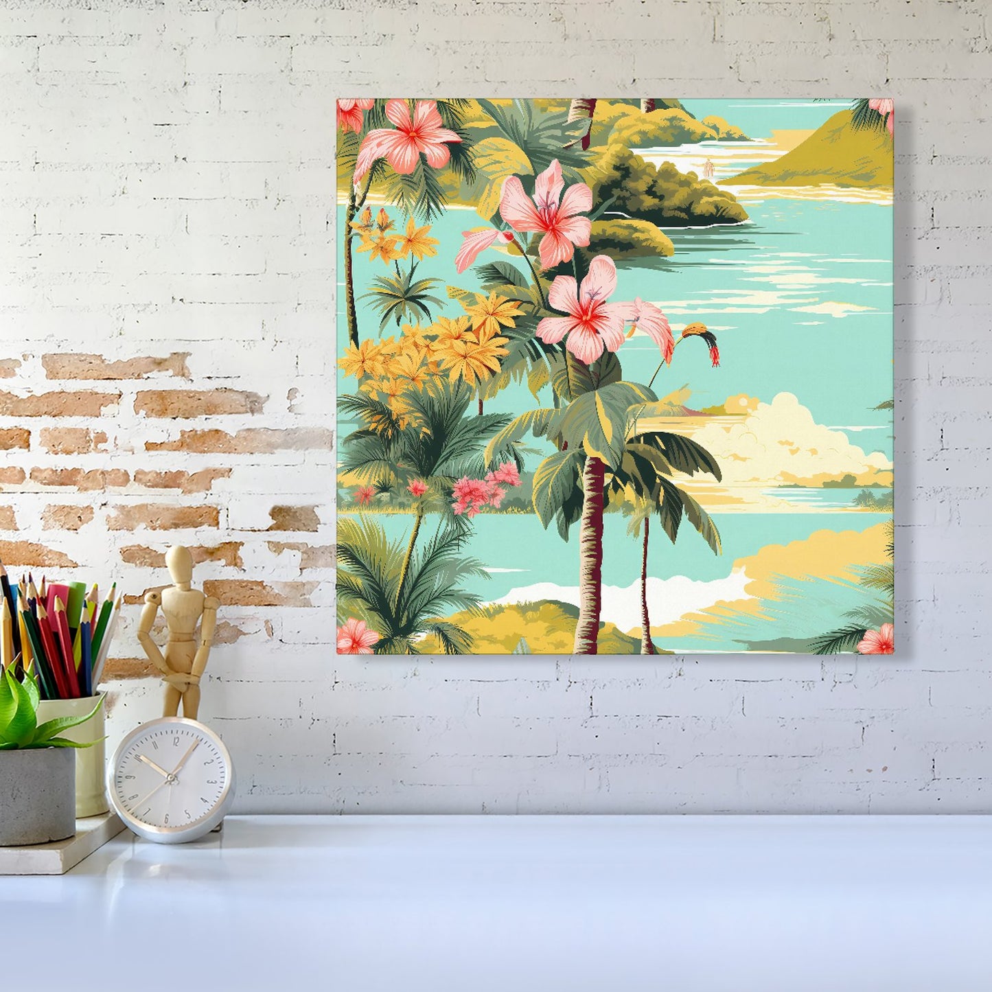 Palm Trees and Hibiscus Canvas