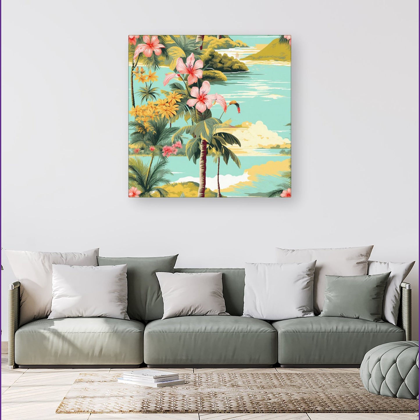 Palm Trees and Hibiscus Canvas
