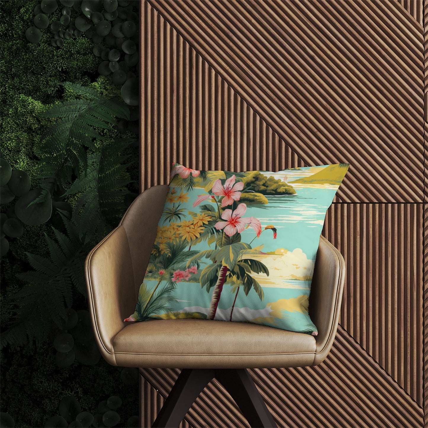 Palm Trees and Hibiscus Outdoor Cushion