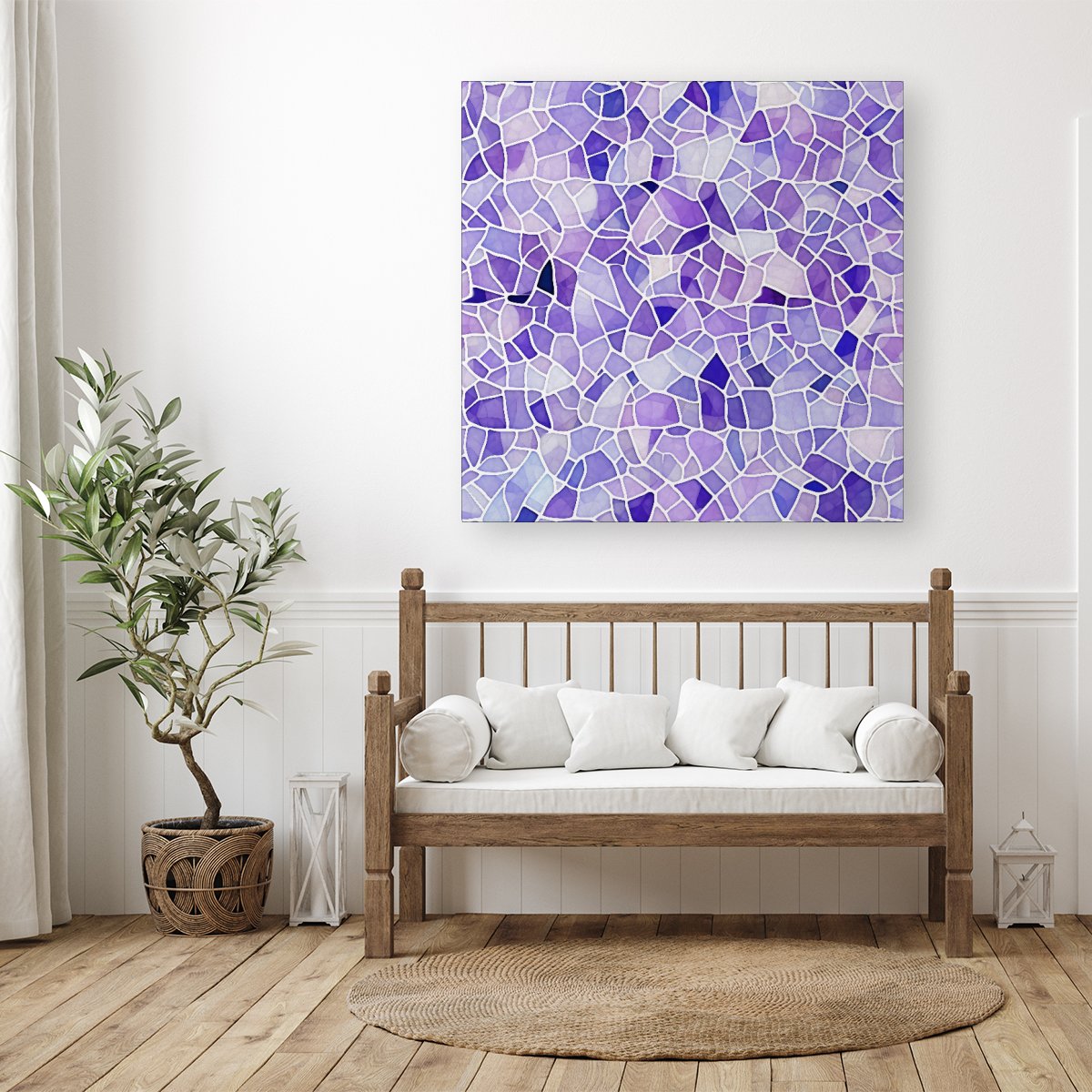 Purple and White Mosaic Design Canvas