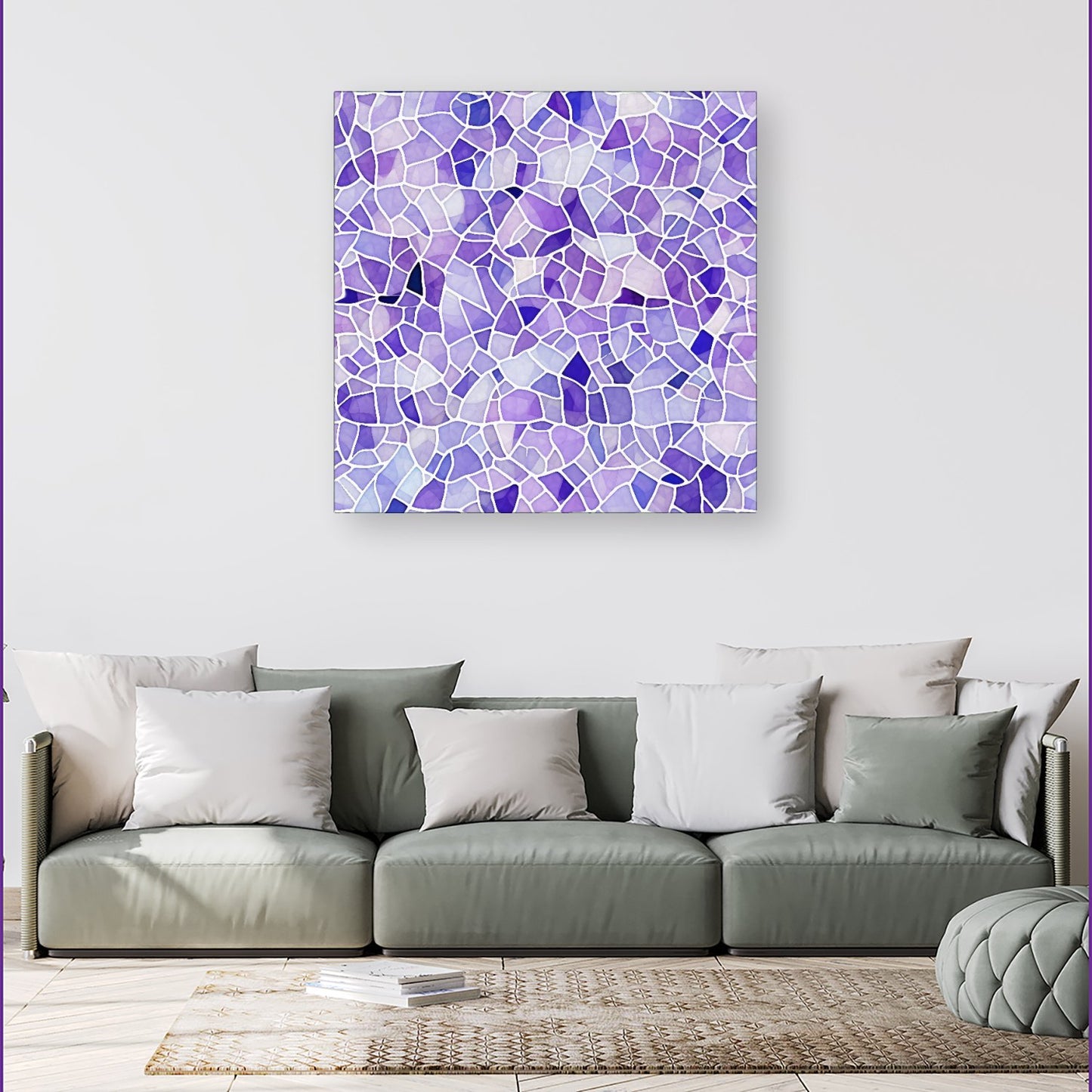 Purple and White Mosaic Design Canvas