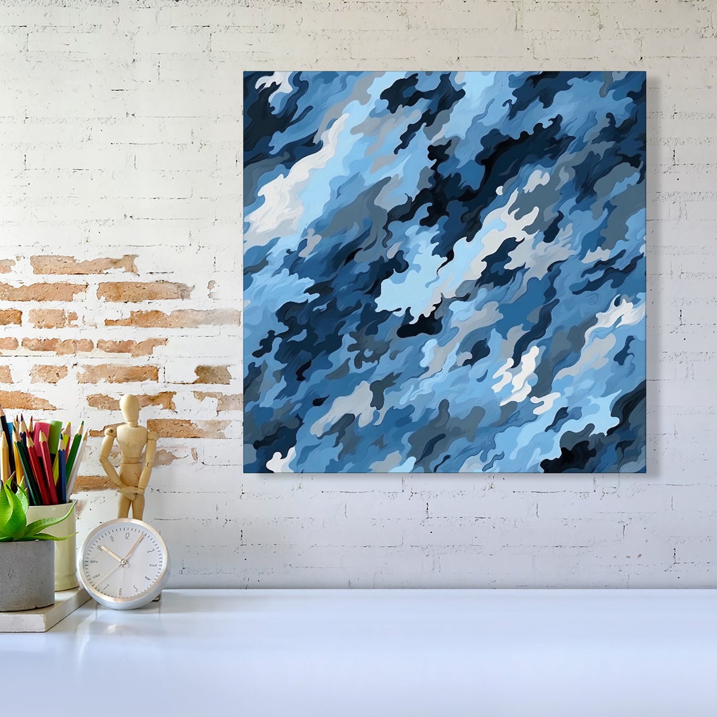 Blue And Grey Canvas Brushstrokes Canvas