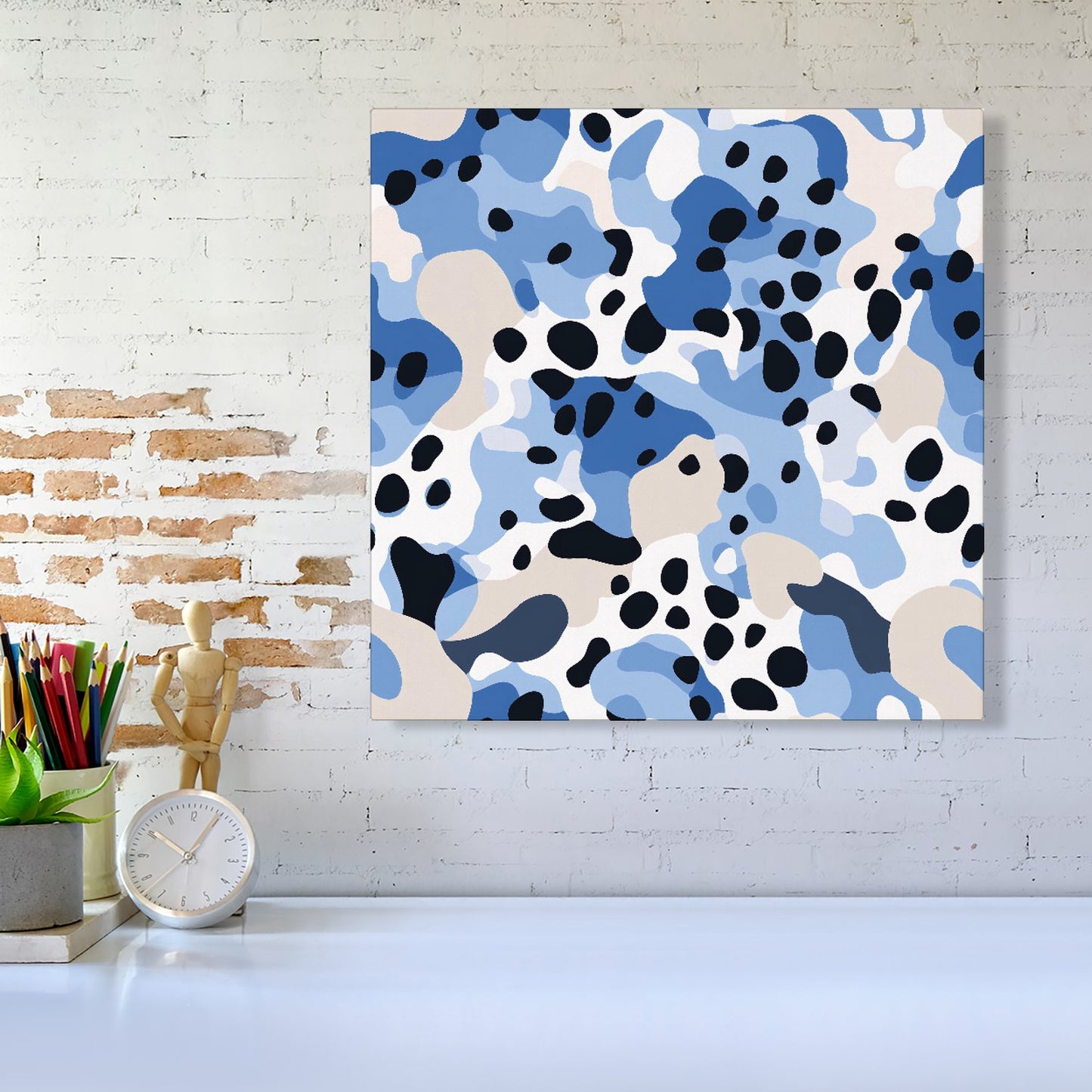 Blue Camouflage Pattern Canvas